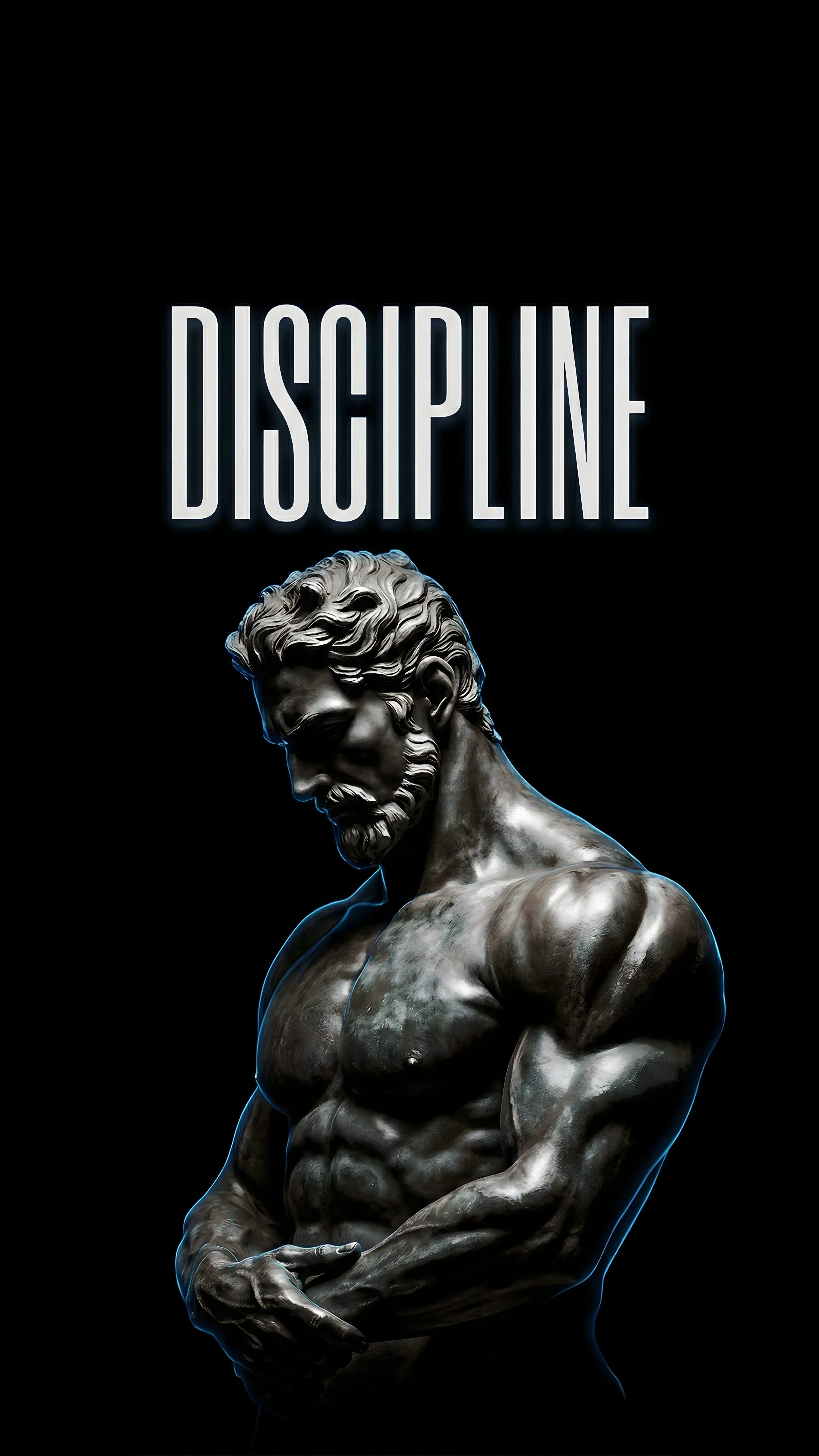 Discipline Stoic Statue 4K: Dark Motivational Mobile Wallpaper Mobile Wallpaper