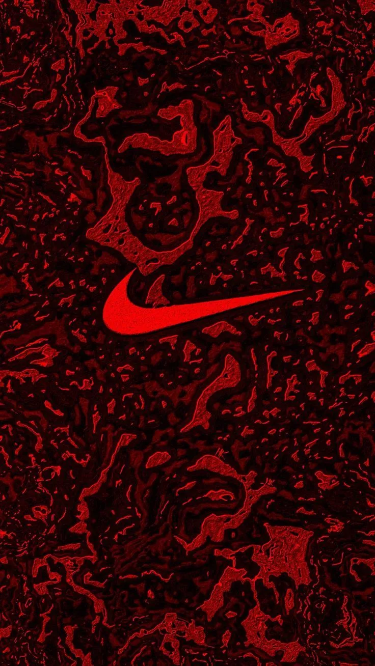 Red Nike Logo Wallpaper with Swirly Paint Splatters
