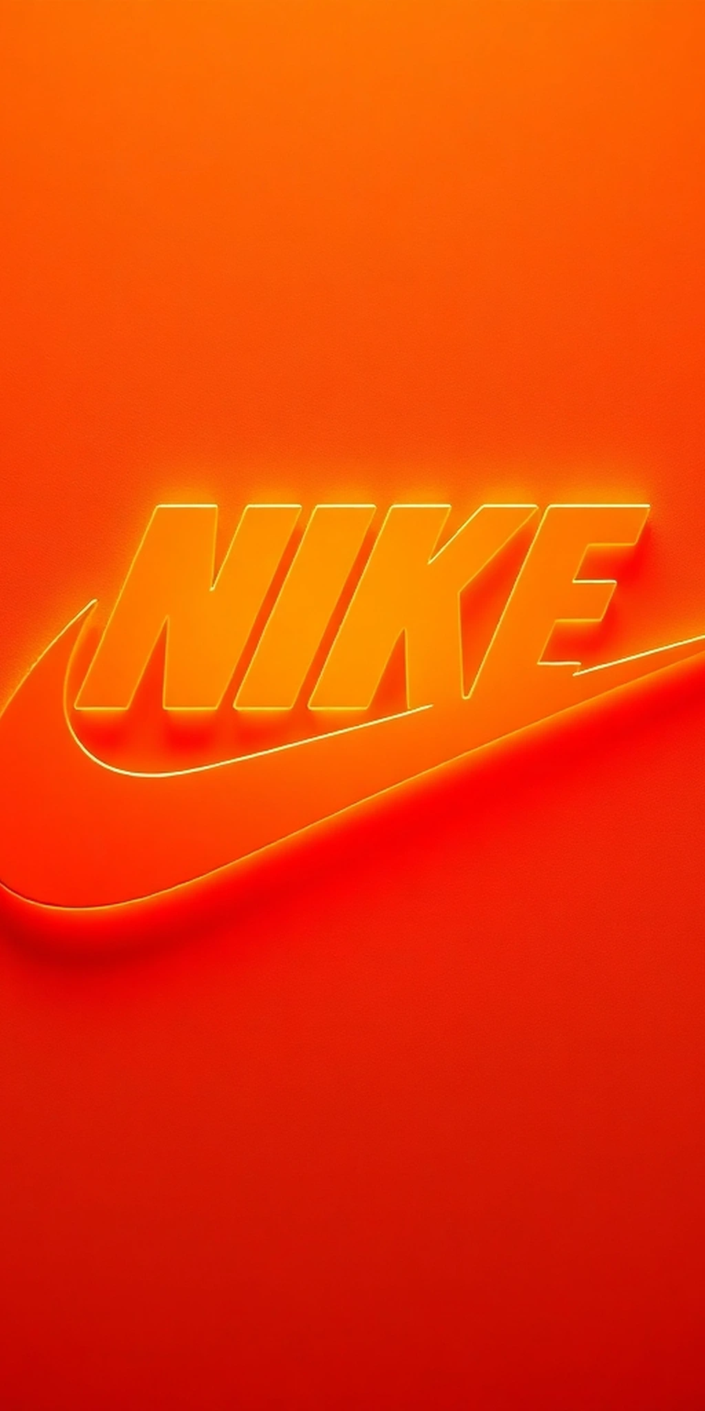 Colorful Orange Nike Tick Logo Embossed Glowing Shiny