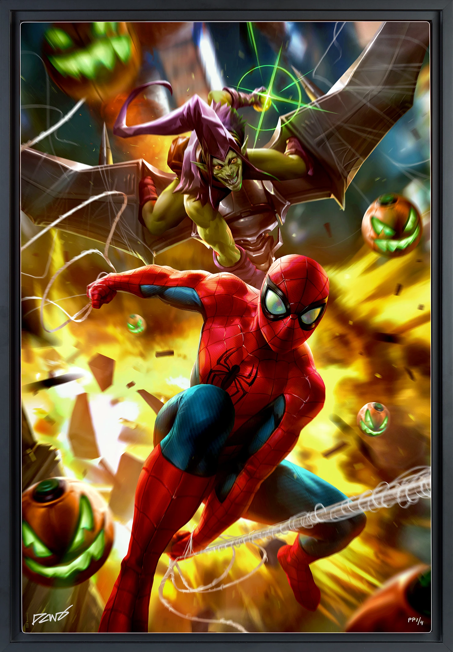 Spider Man Vs Green Goblin Fine Art Print