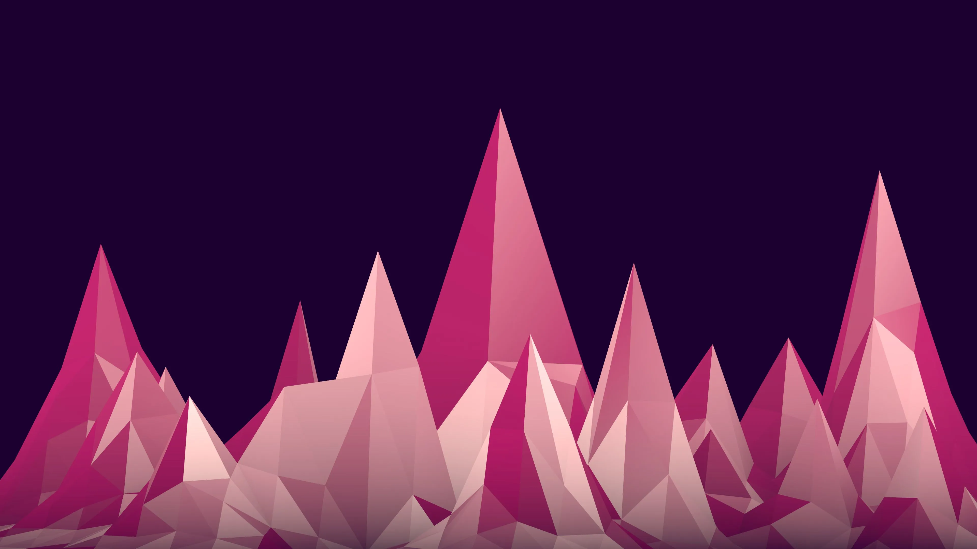 digital Art, Minimalism, Simple Background, Low Poly, 3D, Violet, Pink, Mountain, Geometry Wallpaper HD / Desktop and Mobile Background