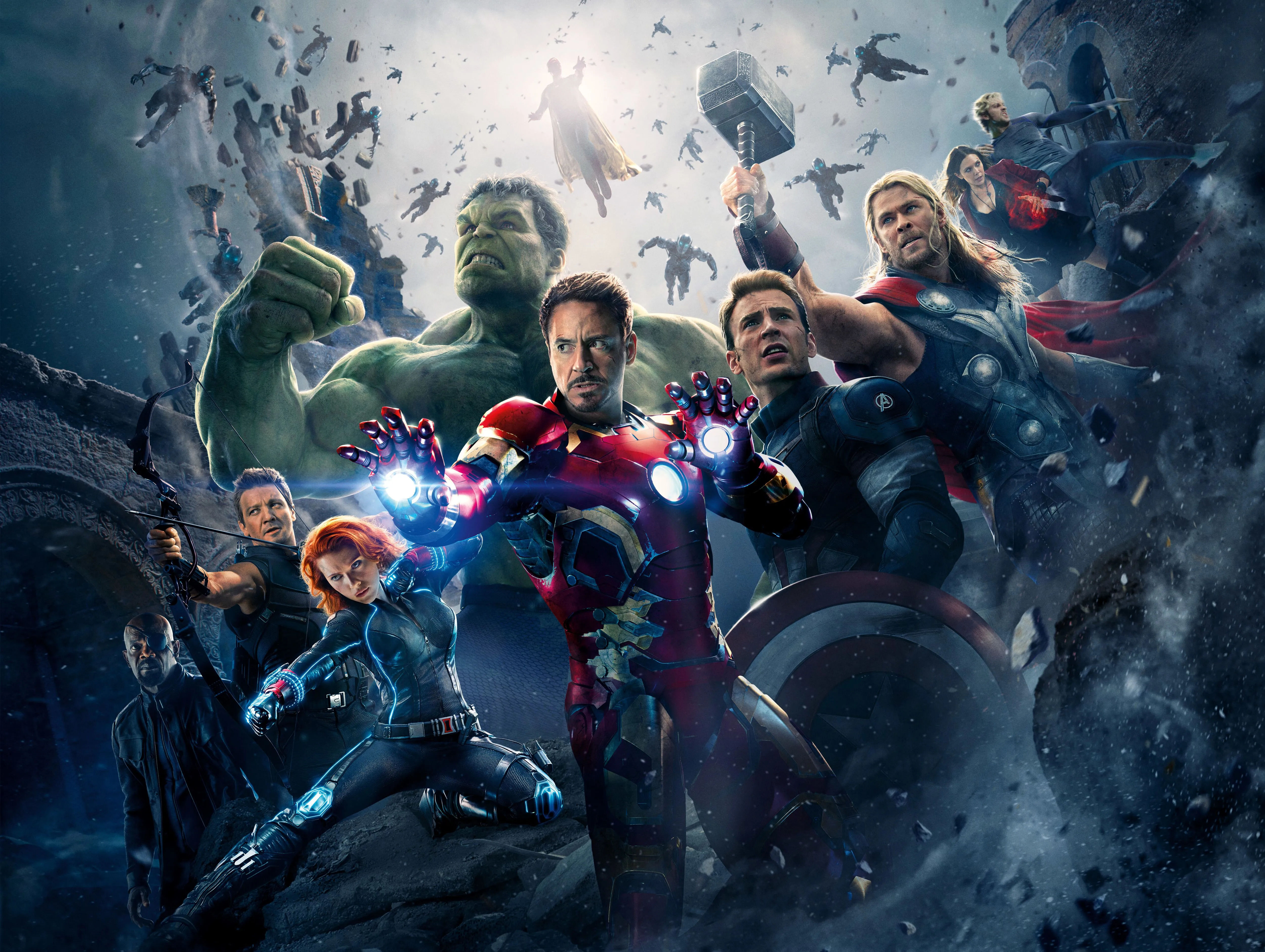 Wallpaper Scarlett Johansson, Heroes, Hulk, Iron Man, The, Marvel, movie, Captain America for mobile and desktop, section фильмы, resolution 5000x3763
