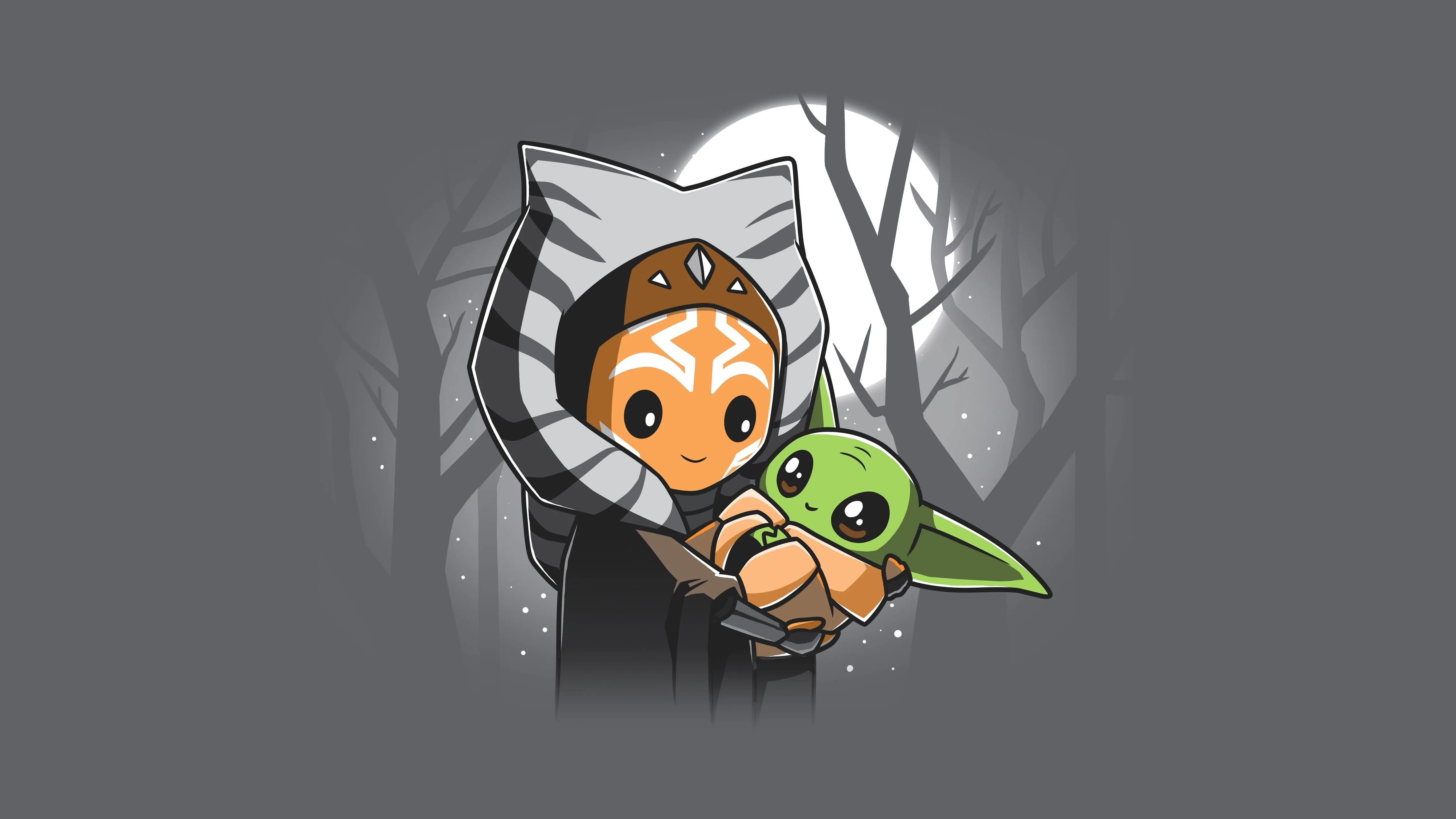 Ahsoka Tano and Baby Yoda Grogu Mandalorian 4k Art Wallpaper, HD Artist 4K Wallpaper, Image and Background
