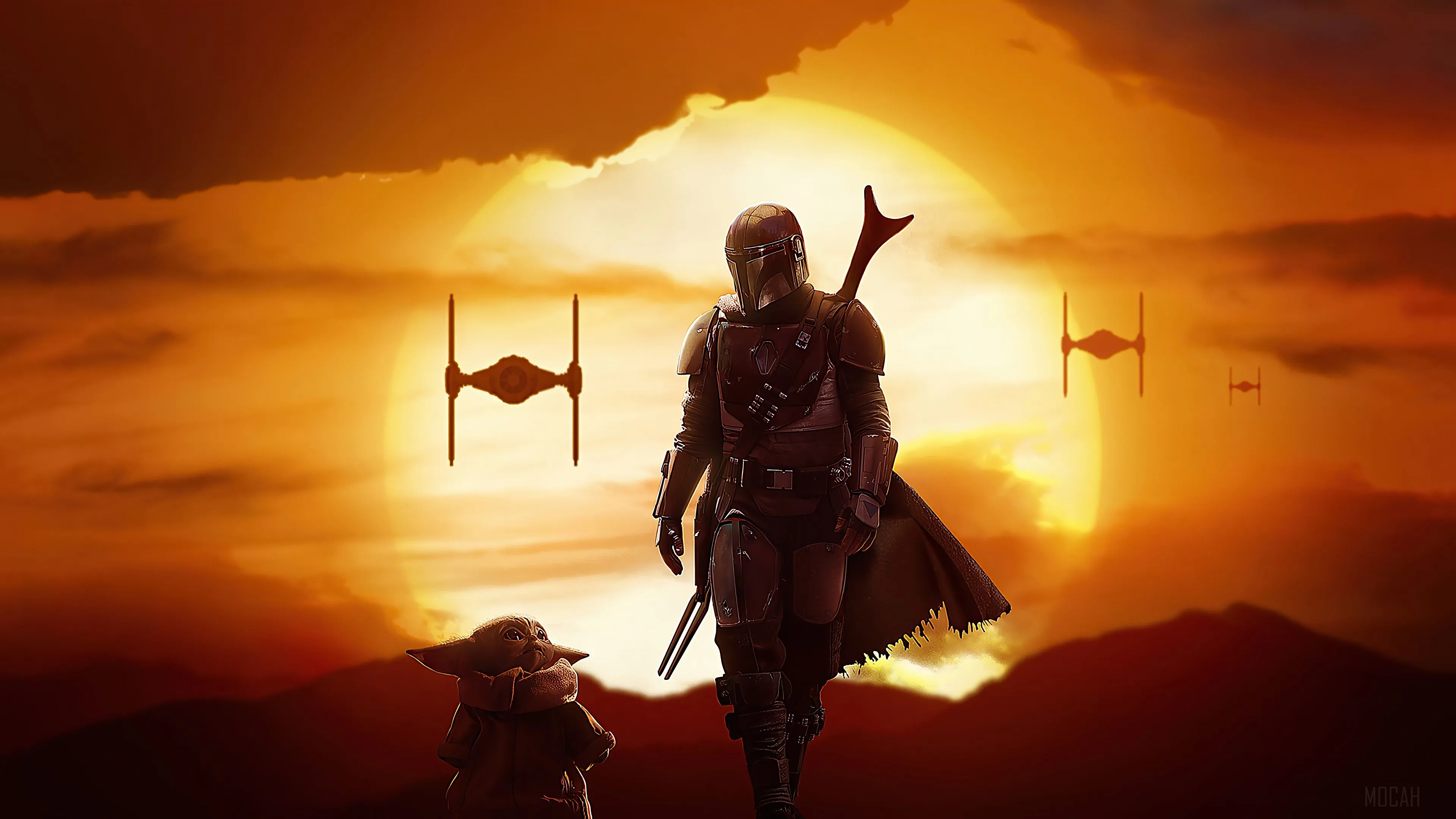 The Mandalorian And Grogu From The Mandalorian 4K HD Wallpaper