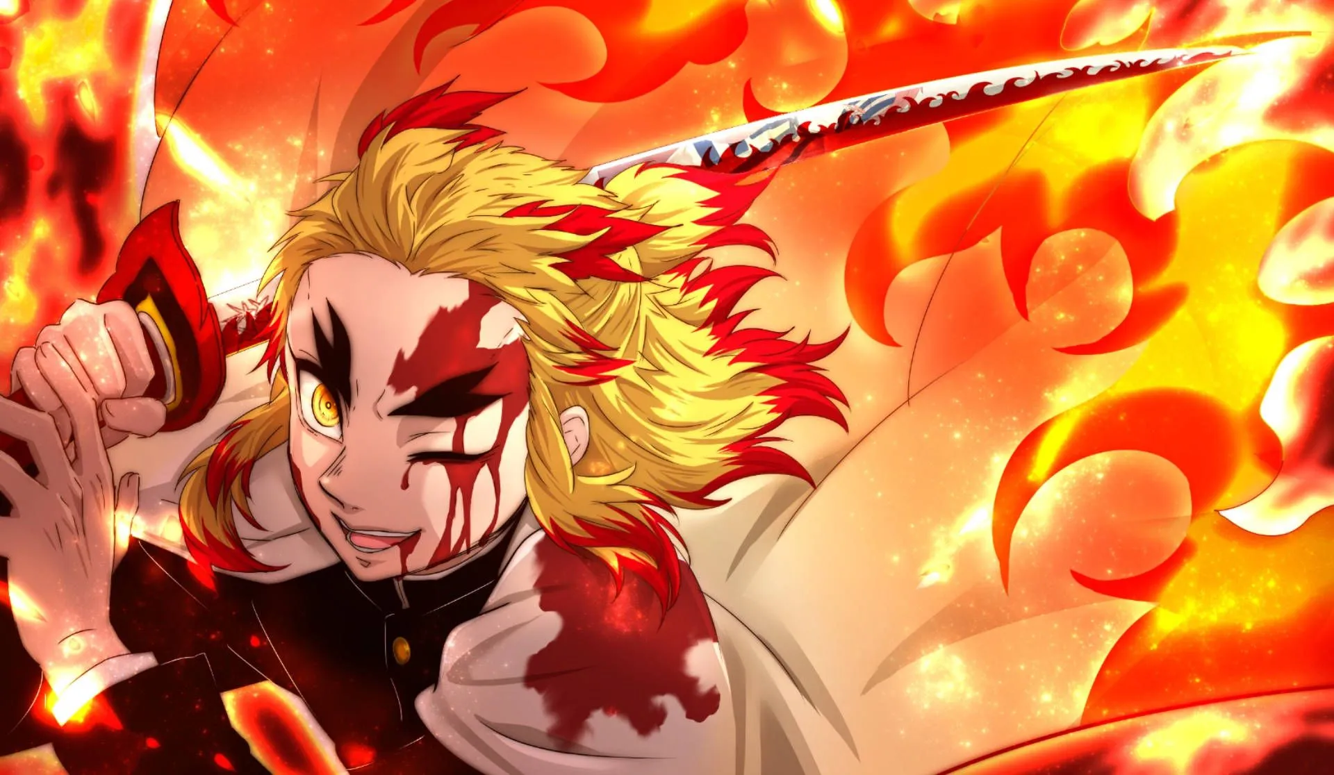 Download Kyojuro Rengoku In Battle Wallpaper