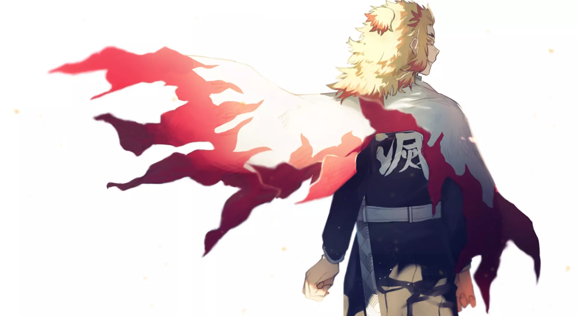 Live wallpaper Kimetsu no Yaiba Kyojuro Rengoku in a torn raincoat download on VSThemes.org