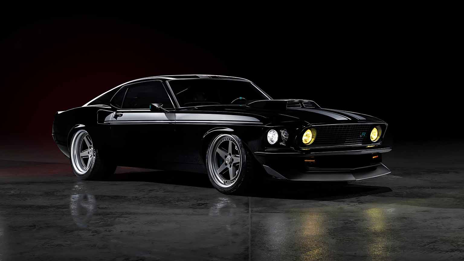 Free Muscle Car Black Mustang Studio Light Desktop Wallpaper