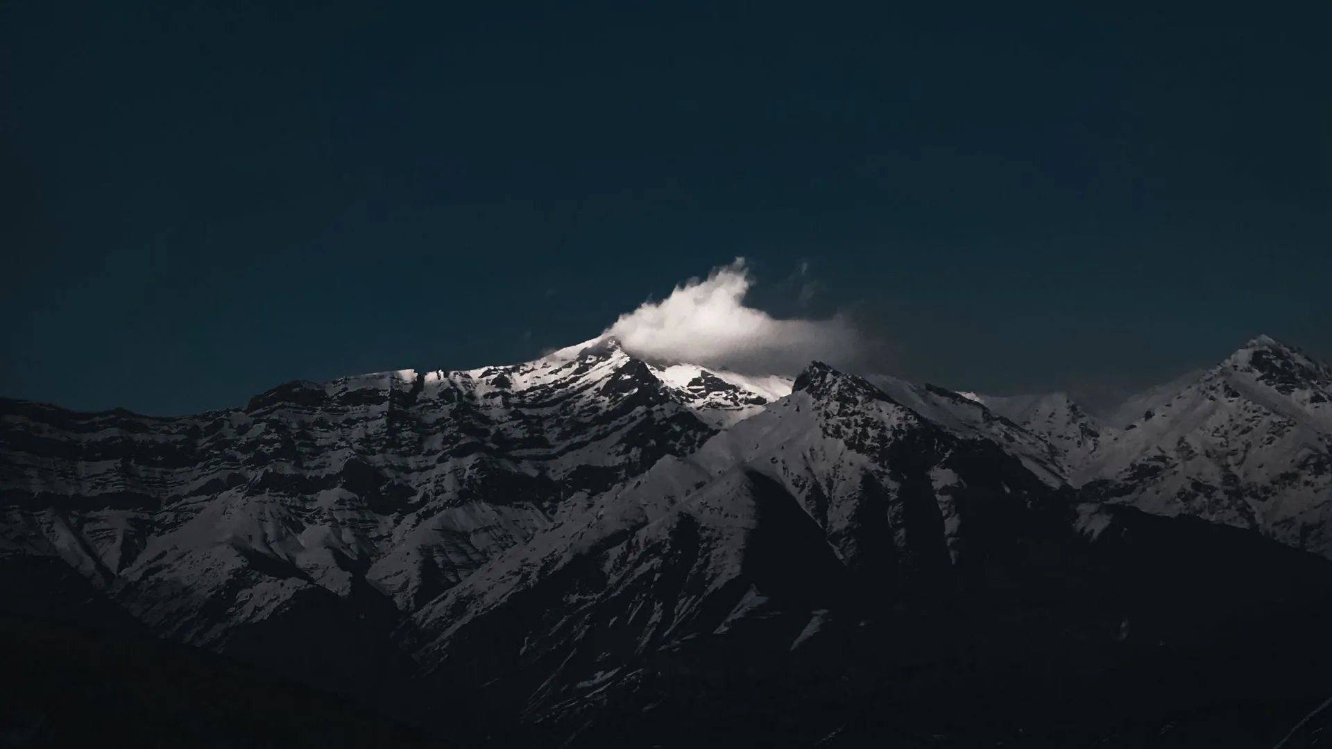 Download wallpaper 1920x1080 mountain, cloud, moon, night, dark full hd, hdtv, fhd, 1080p HD background