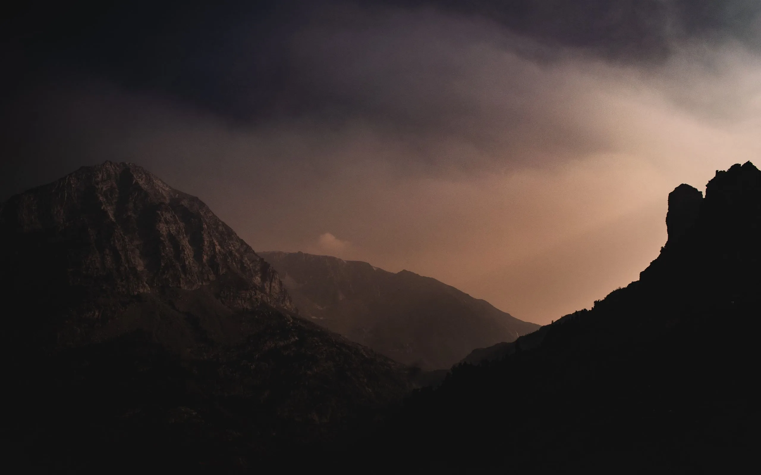 grayscale photography of mountains iMac Wallpaper Download