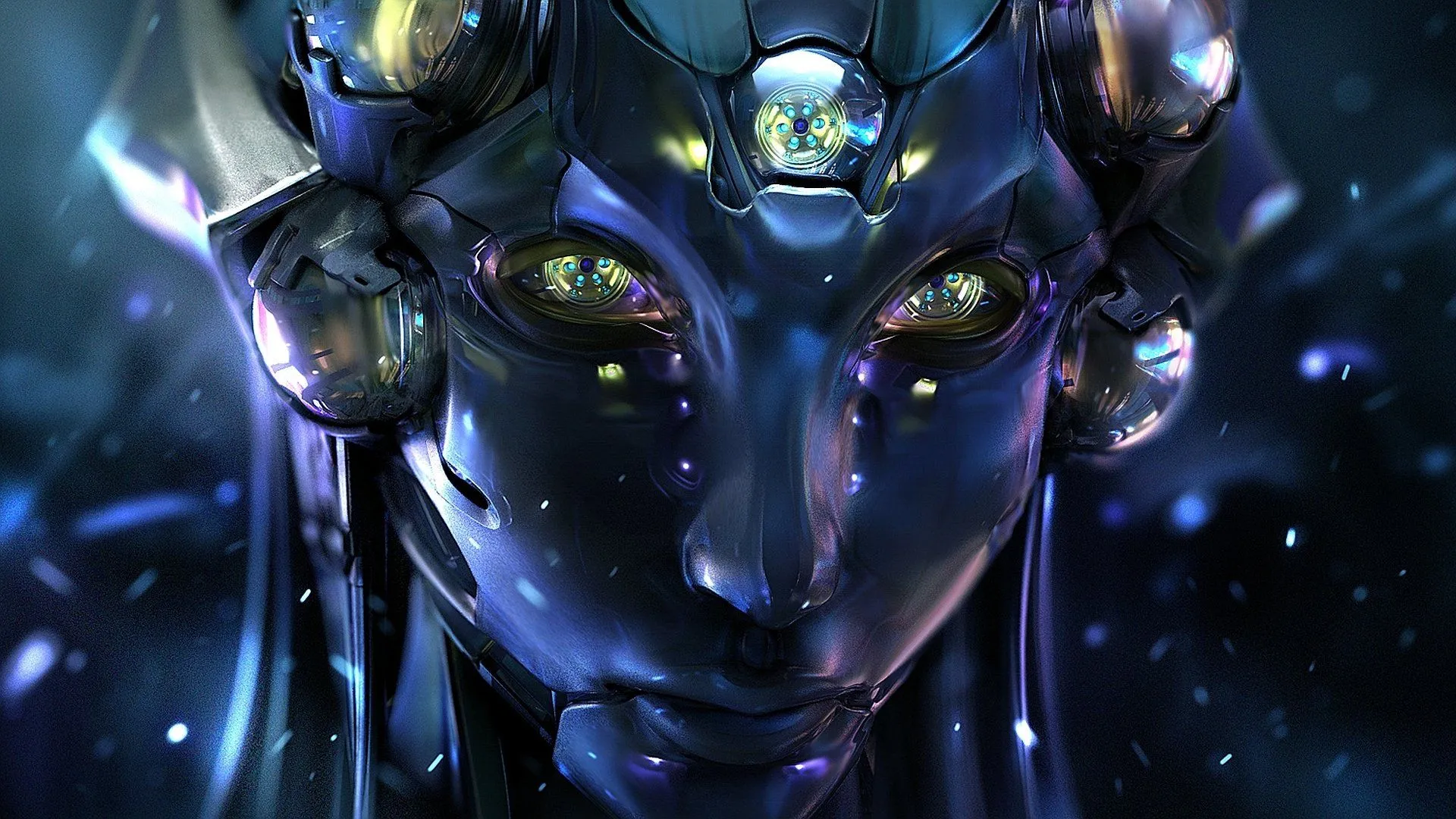 HD Sci Fi Robot Wallpaper: Cosmic Gaze By Wen JRx1080