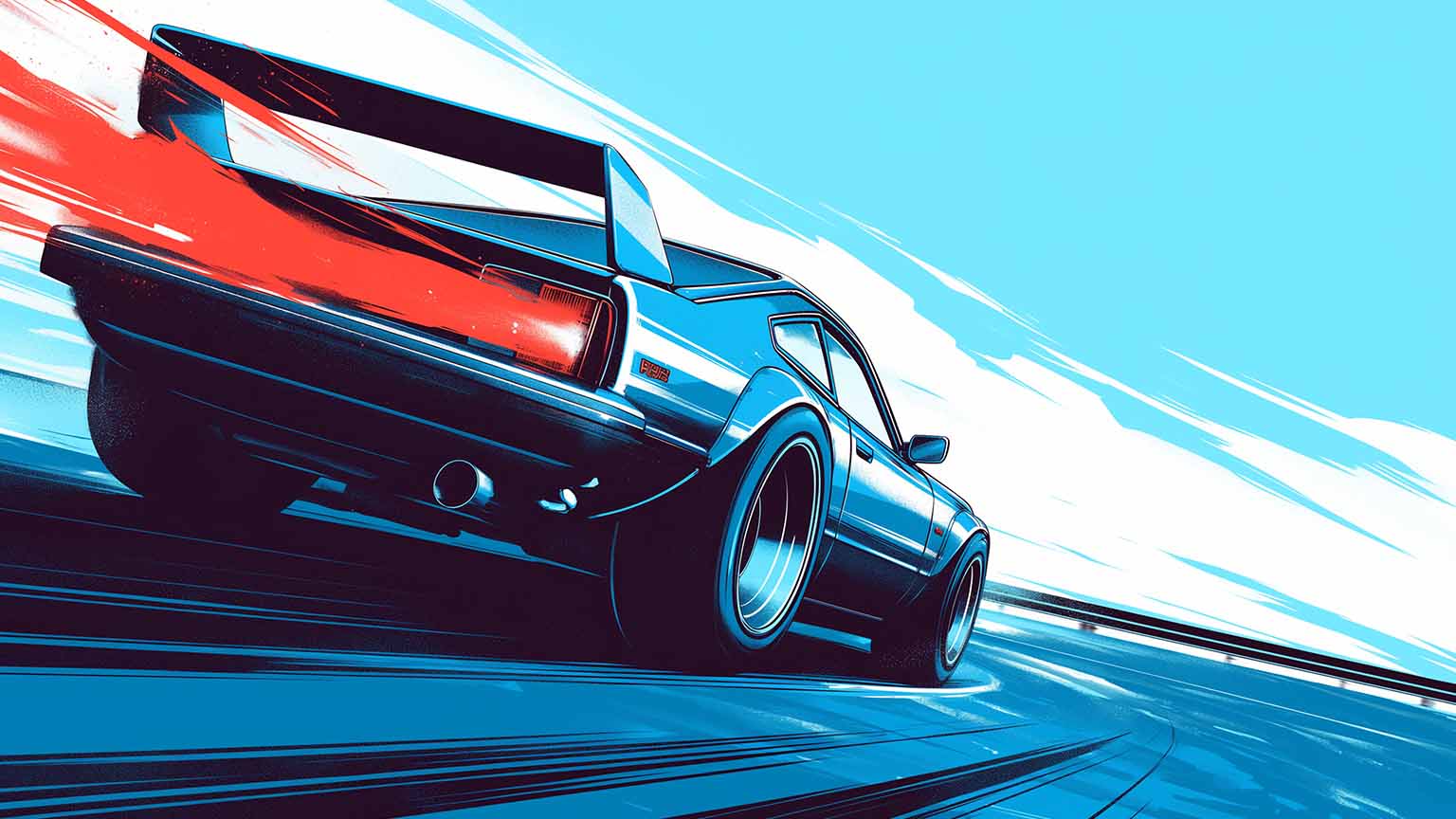 Fast Car Night Drive Neon Lights Desktop Wallpaper