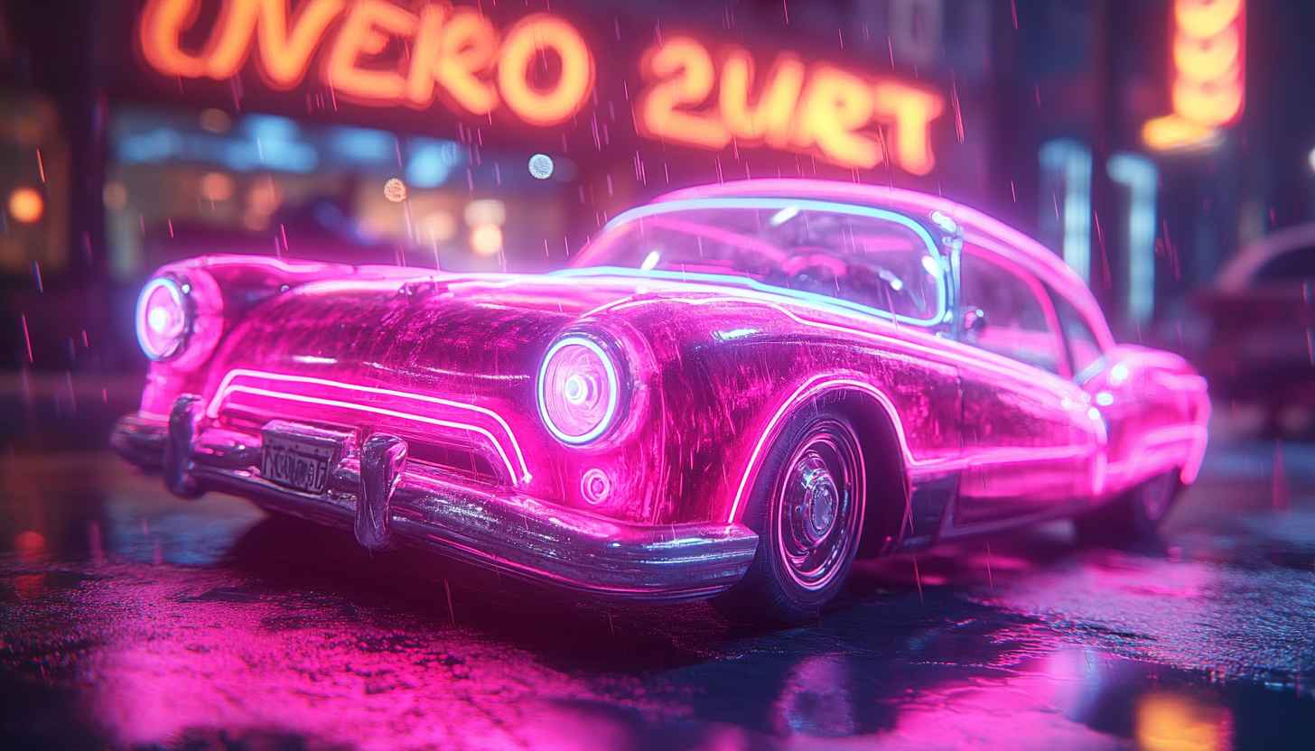 Neon Car Wallpaper, Retro Aesthetic, Car Wallpaper For Desktop