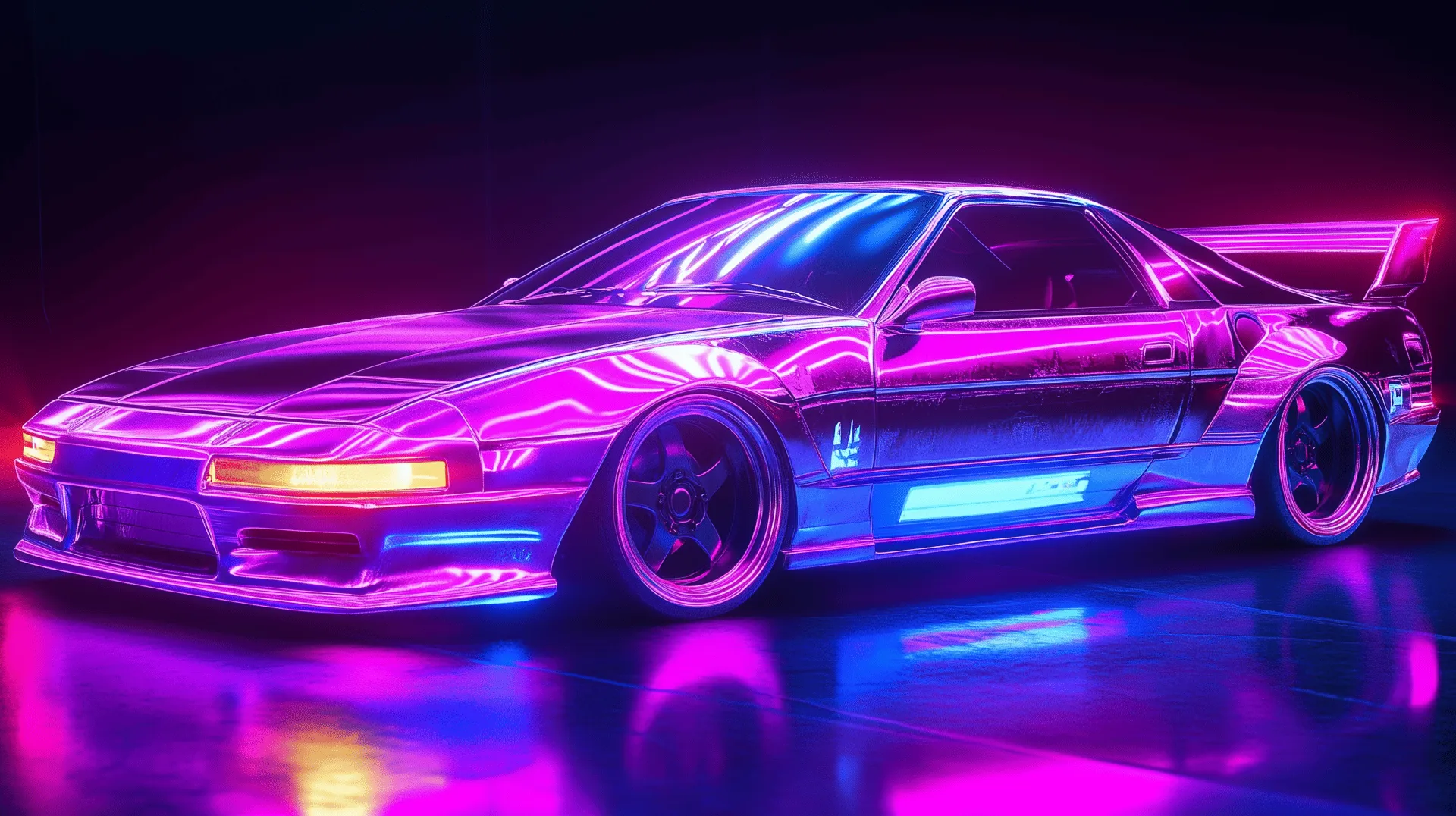 Purple Neon JDM Car HD Wallpaper