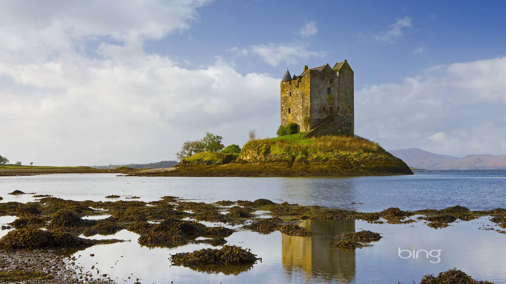 Castle Stalker on an island in Loch Linnhe Scottish Highlands Scotland