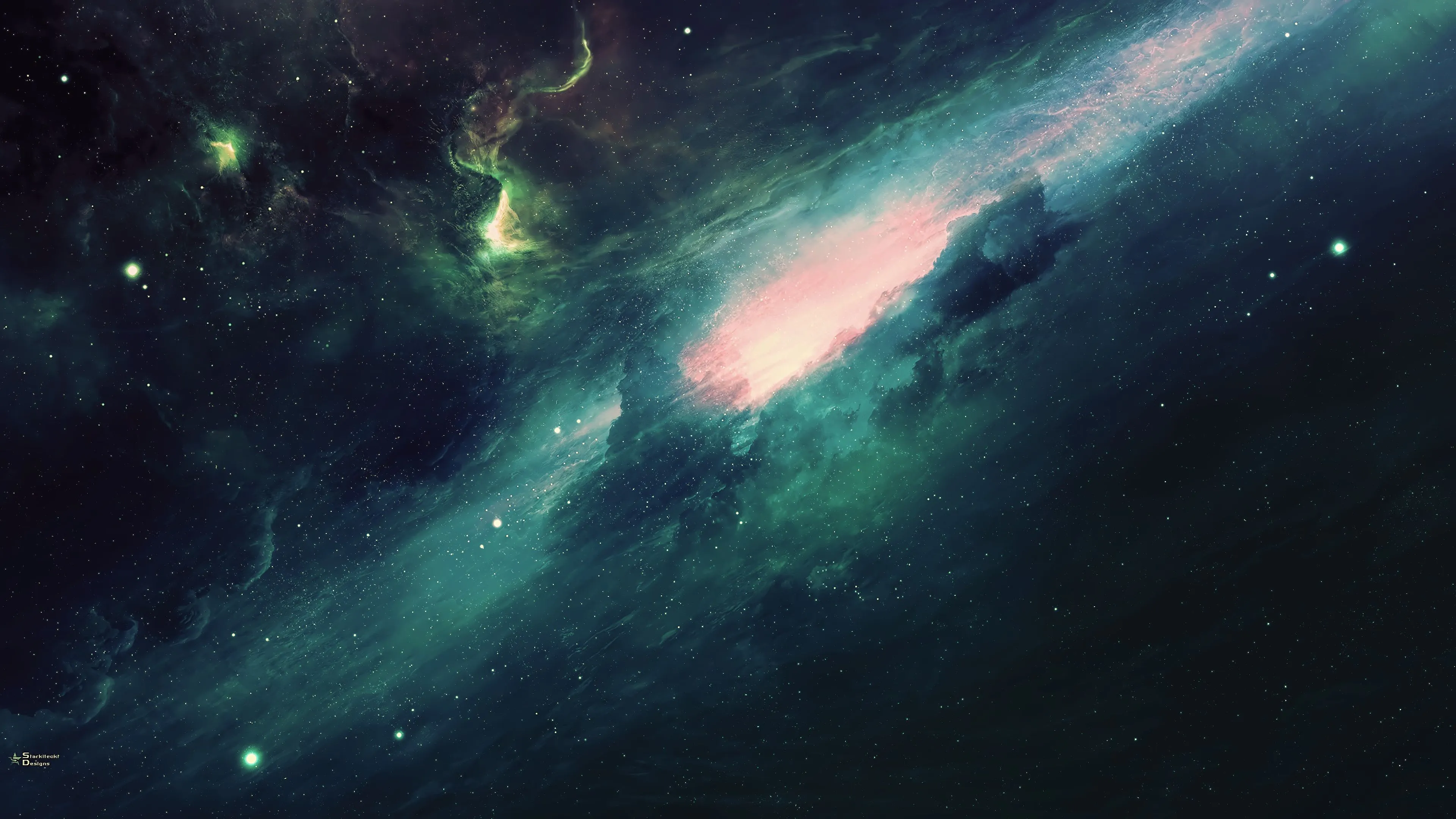 Wallpaper Green and Black Galaxy Illustration, Background Free Image