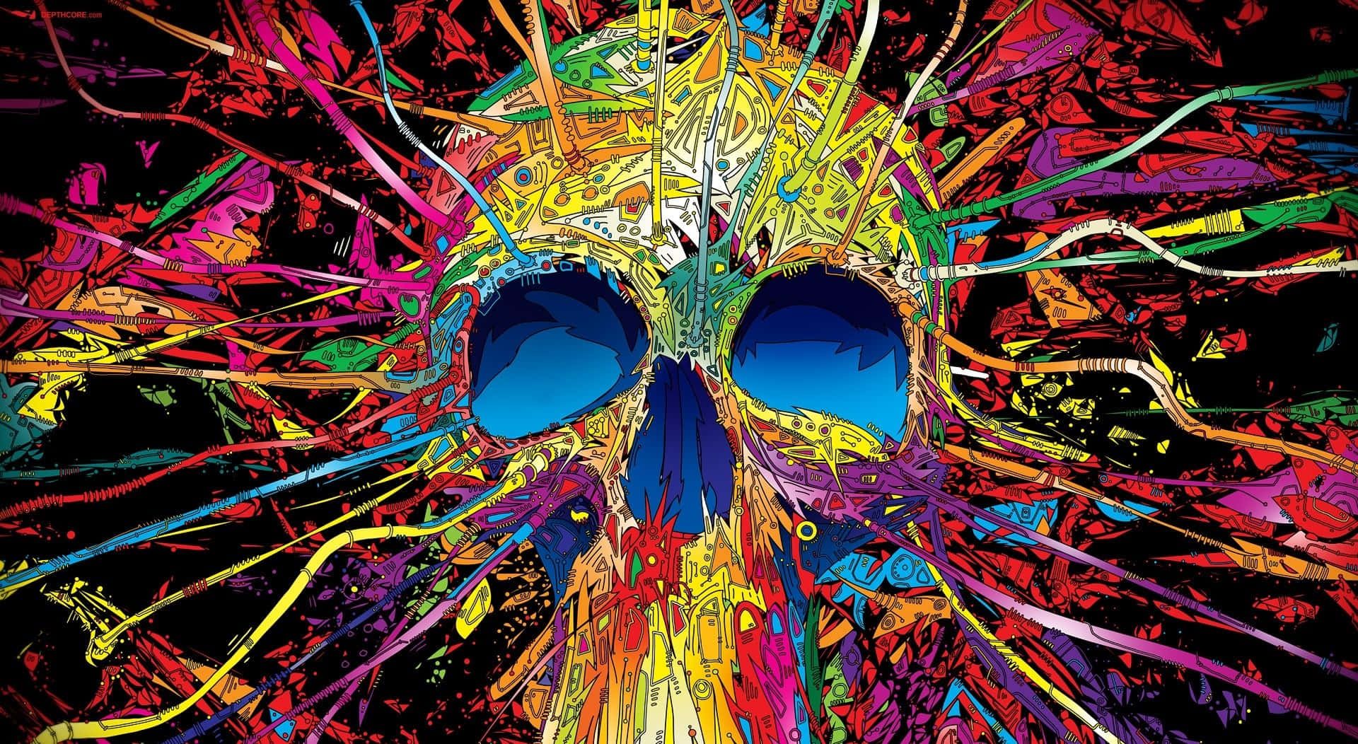 Download Colorful Psychedelic Skull Desktop Wallpaper
