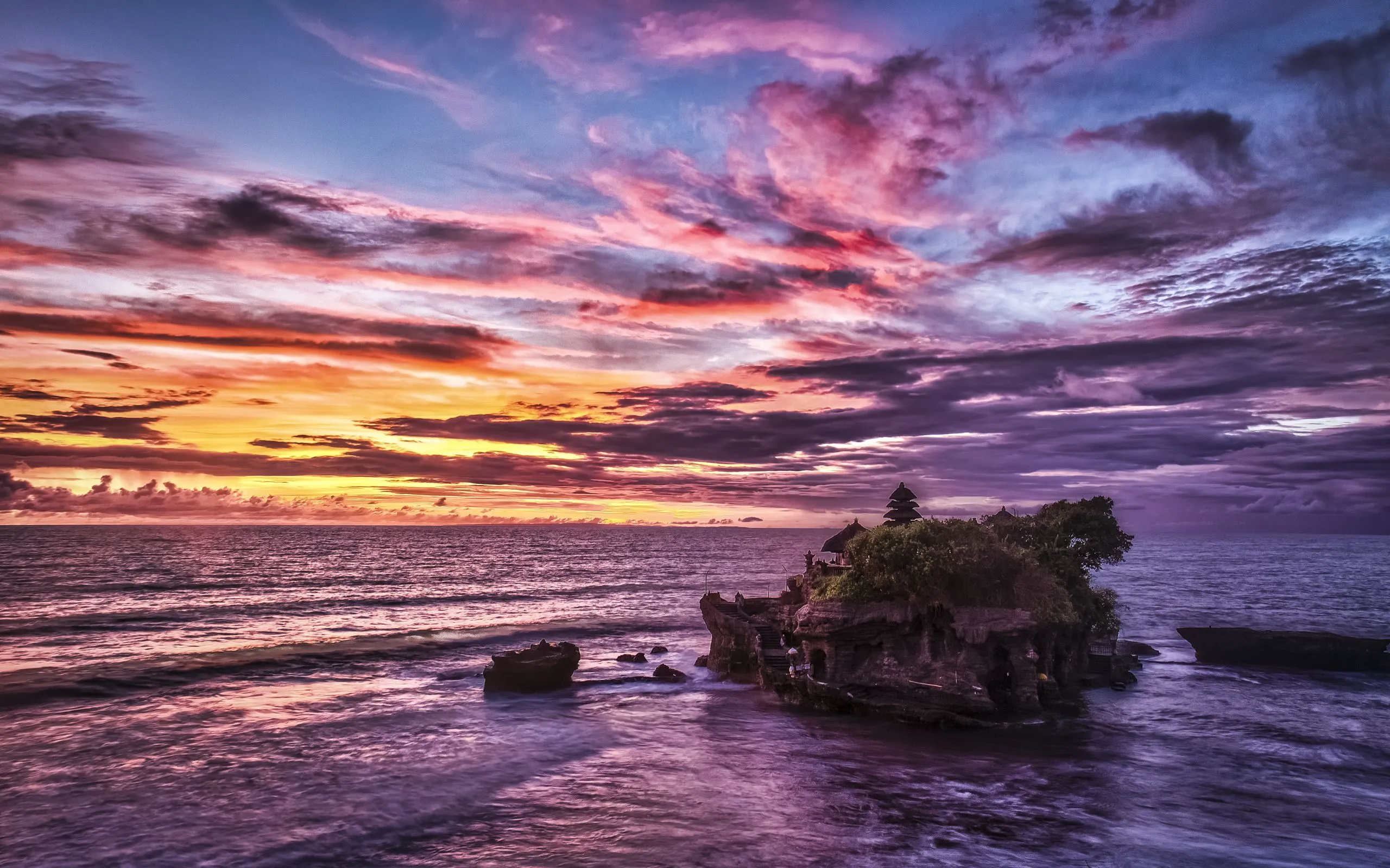 Desktop wallpaper: Earth, Ocean, Bali, Sky, Tanah Lot, Temple 4K free download for PC. 658551