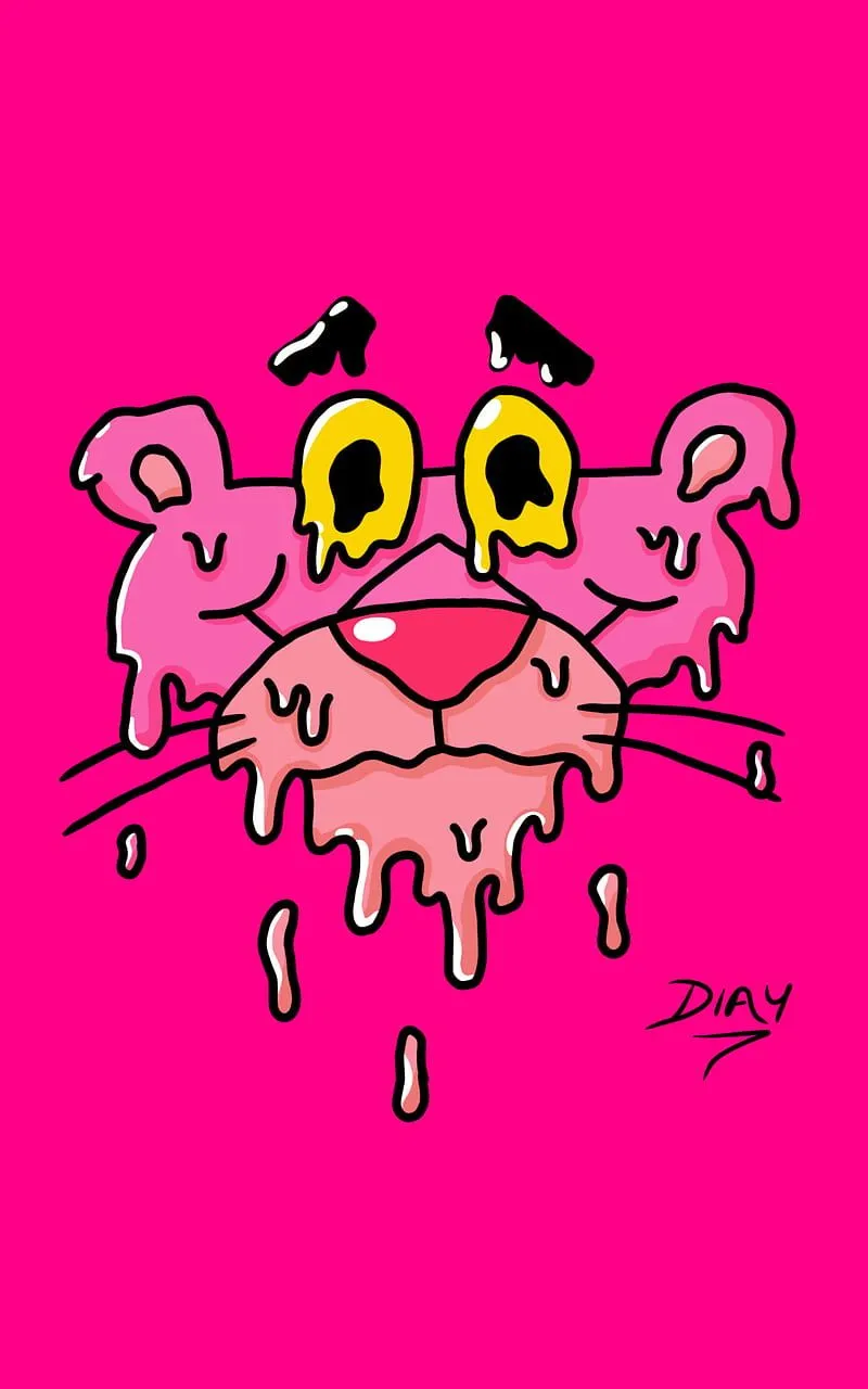 Pink Panther, art, pink panther, yellow, HD phone wallpaper
