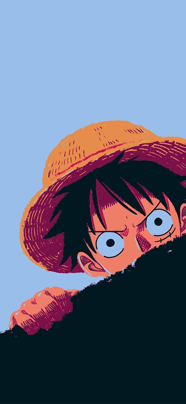 Sneaky One Piece Luffy Peeking Wallpaper Phone Wallpaper