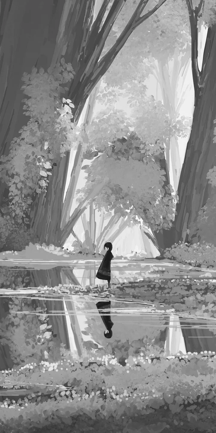 Phone wallpaper: Anime, Forest, Reflection 1402140