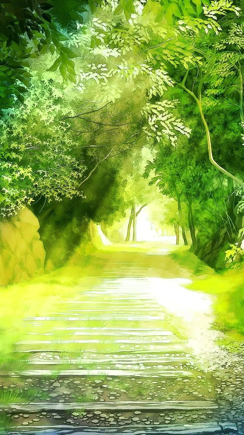 IPhone Green Anime, Green Anime Scenery HD phone wallpaper