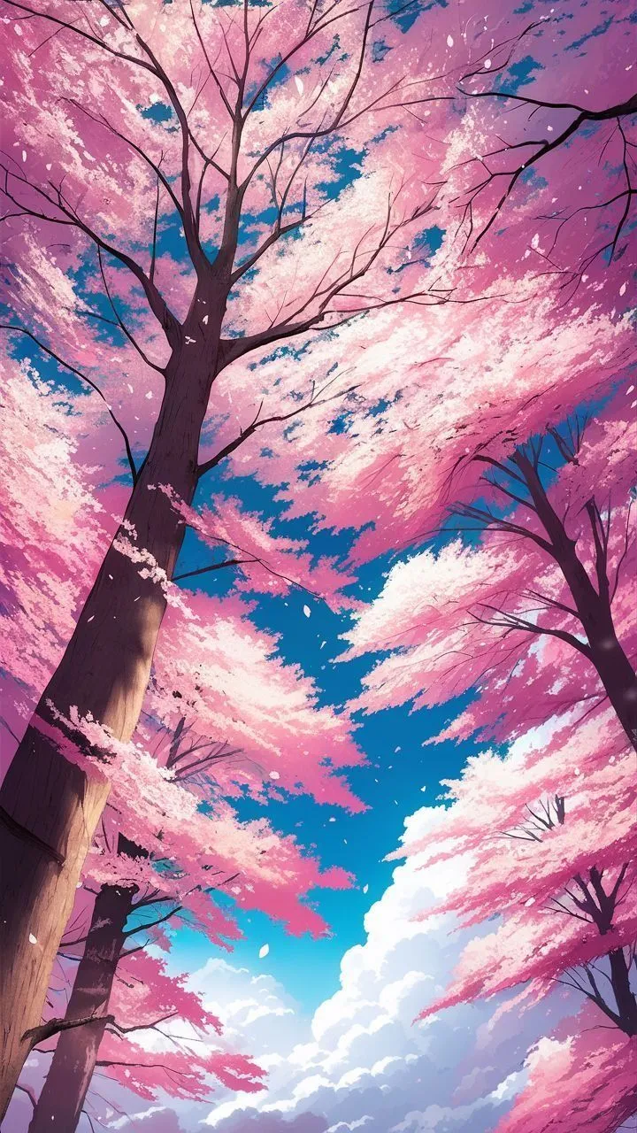 Cherry Blossom Forest Anime Wallpaper