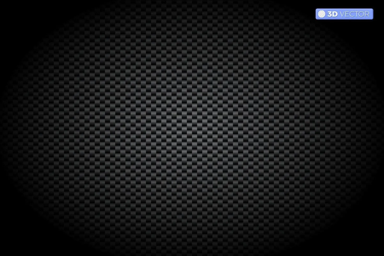Carbon fiber texture with redial gradient. Vector illustration. Dark black Geometric grid background with lighting. Modern abstract vector texture. Technology wallpaper. Realistic Metal cells