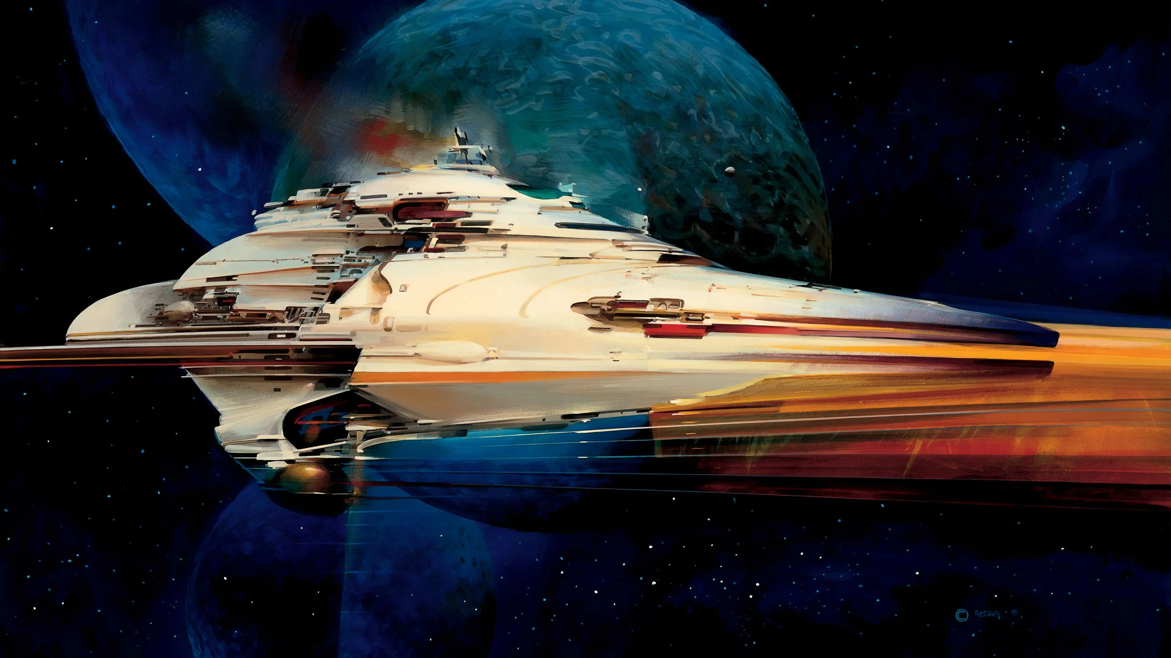 4K Ultra HD Sci Fi Spaceship: Cosmic Voyager In Hyperdrive By John Berkeyx2160