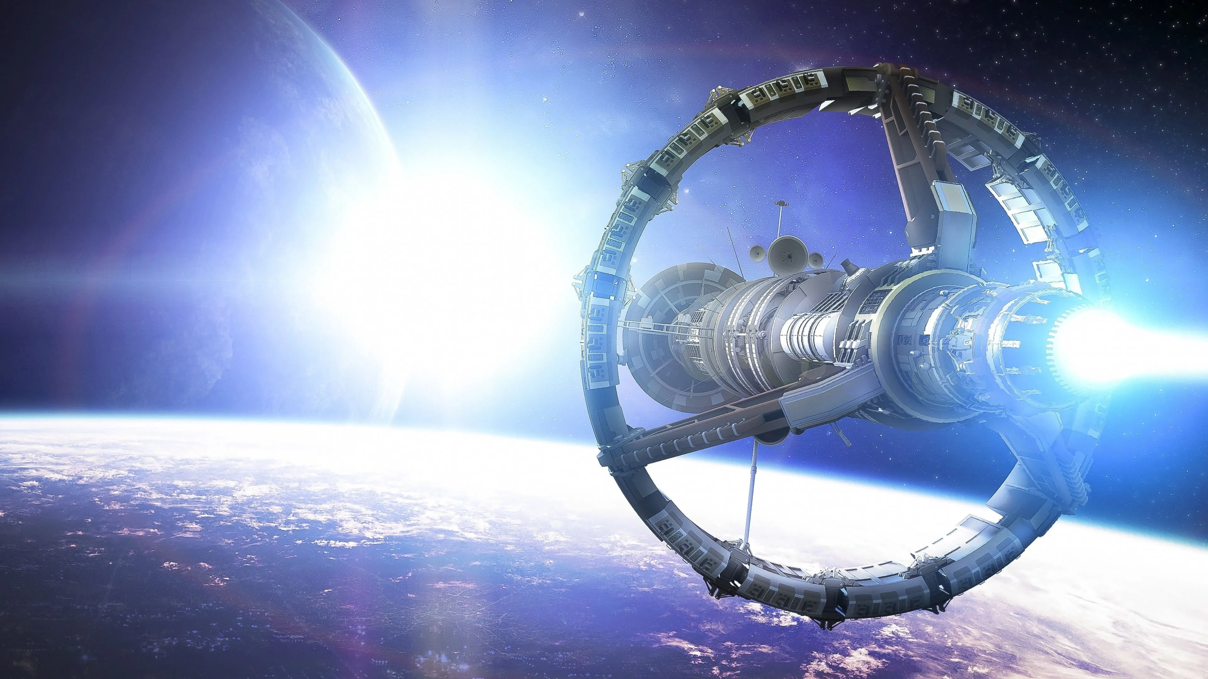 Wallpaper Black and White Space Ship, Background Free Image