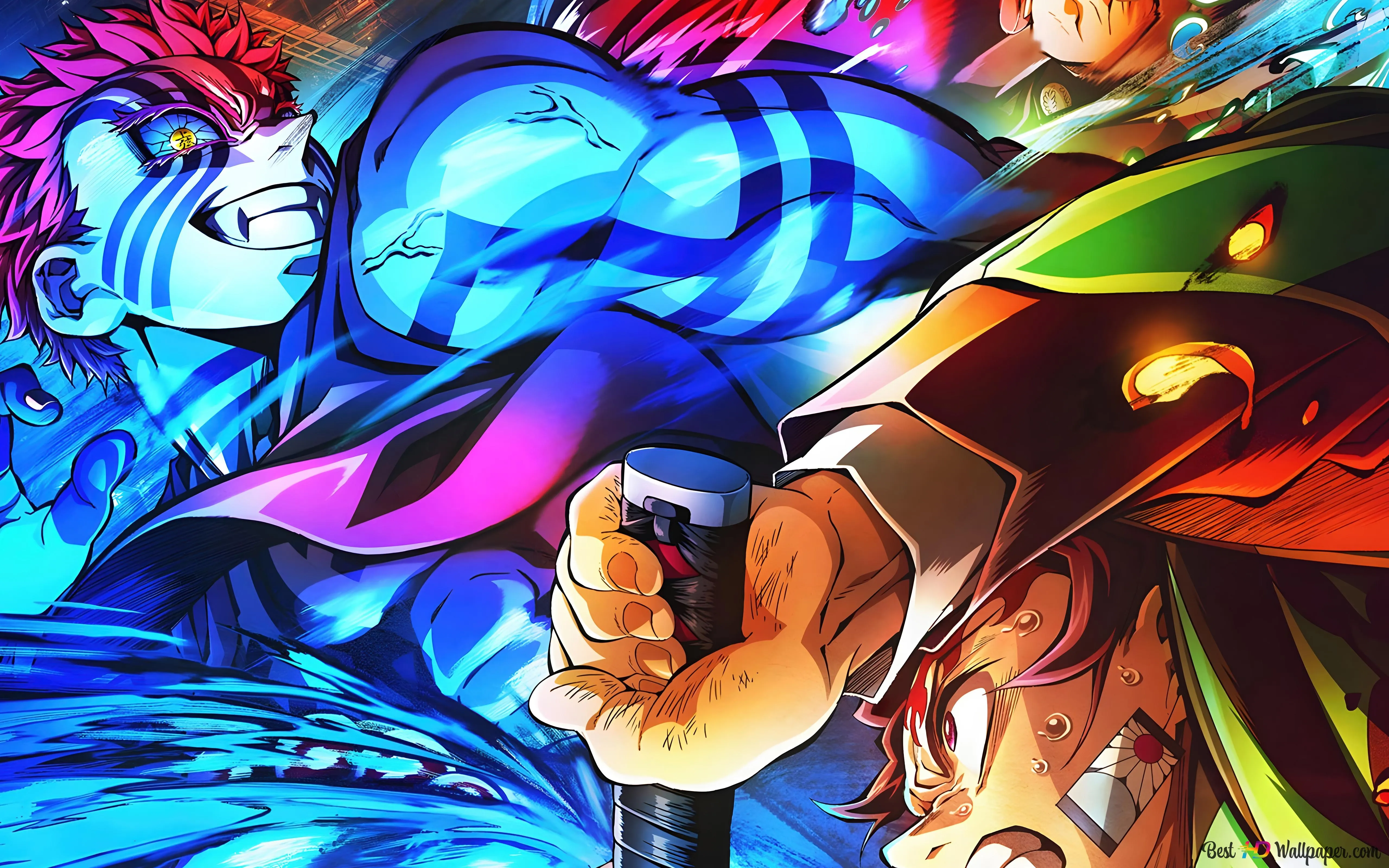 Akaza Vs Tanjiro Kamado from Demon Slayer Infinity Castle 8K wallpaper download