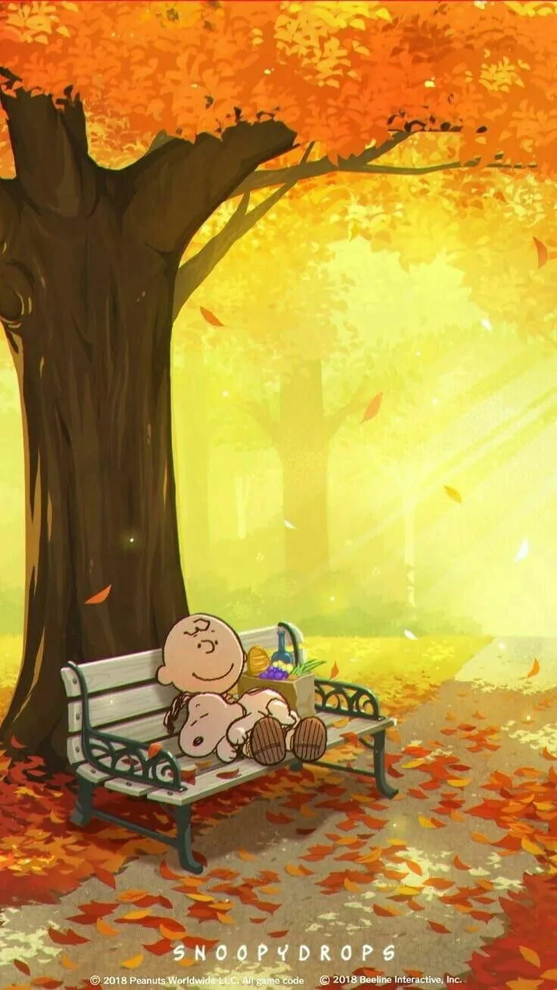 Charlie Brown, fall, bench, snoopy, HD phone wallpaper
