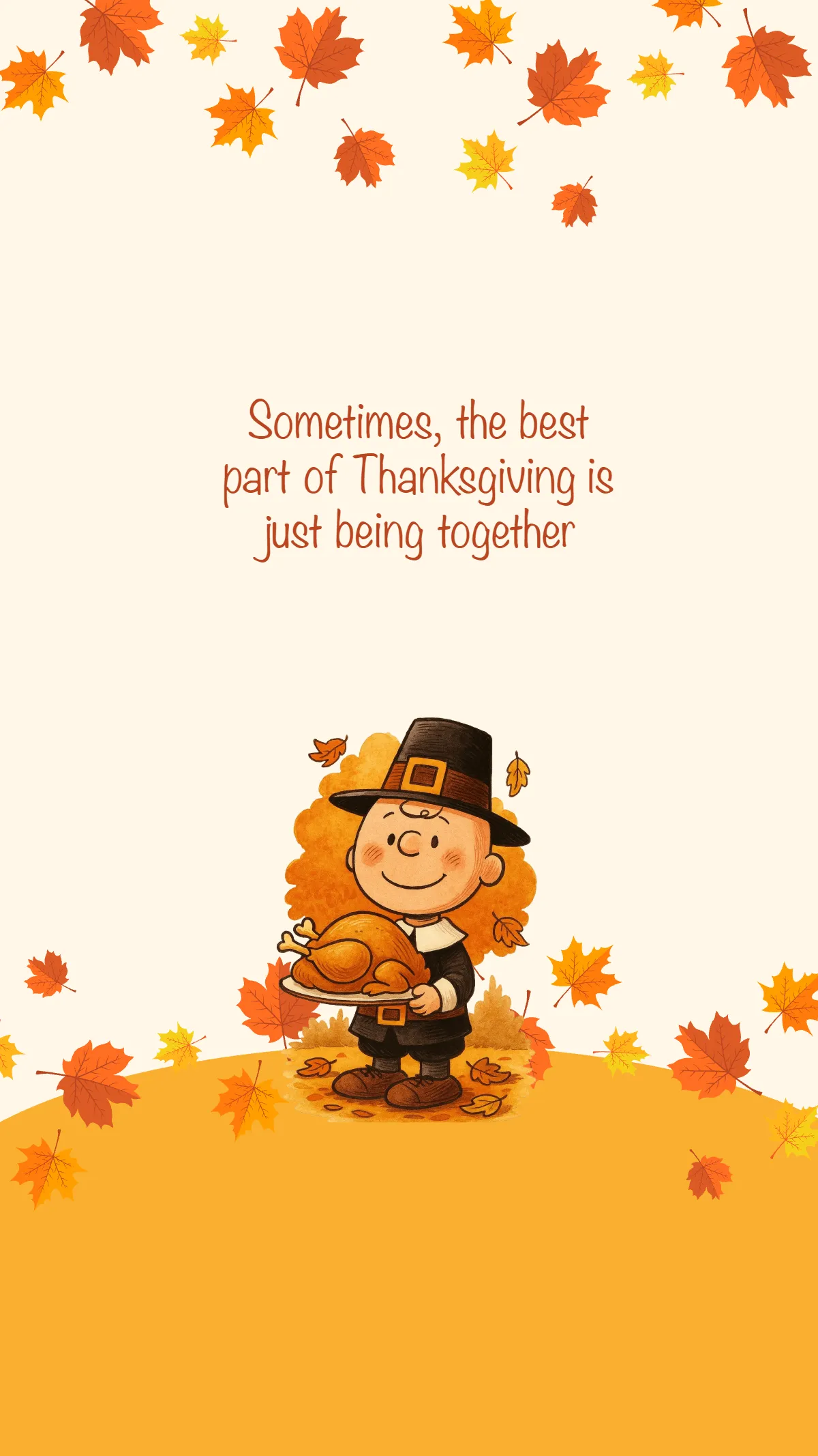 Free Charlie Brown Thanksgiving Mobile Wallpaper to Edit Online