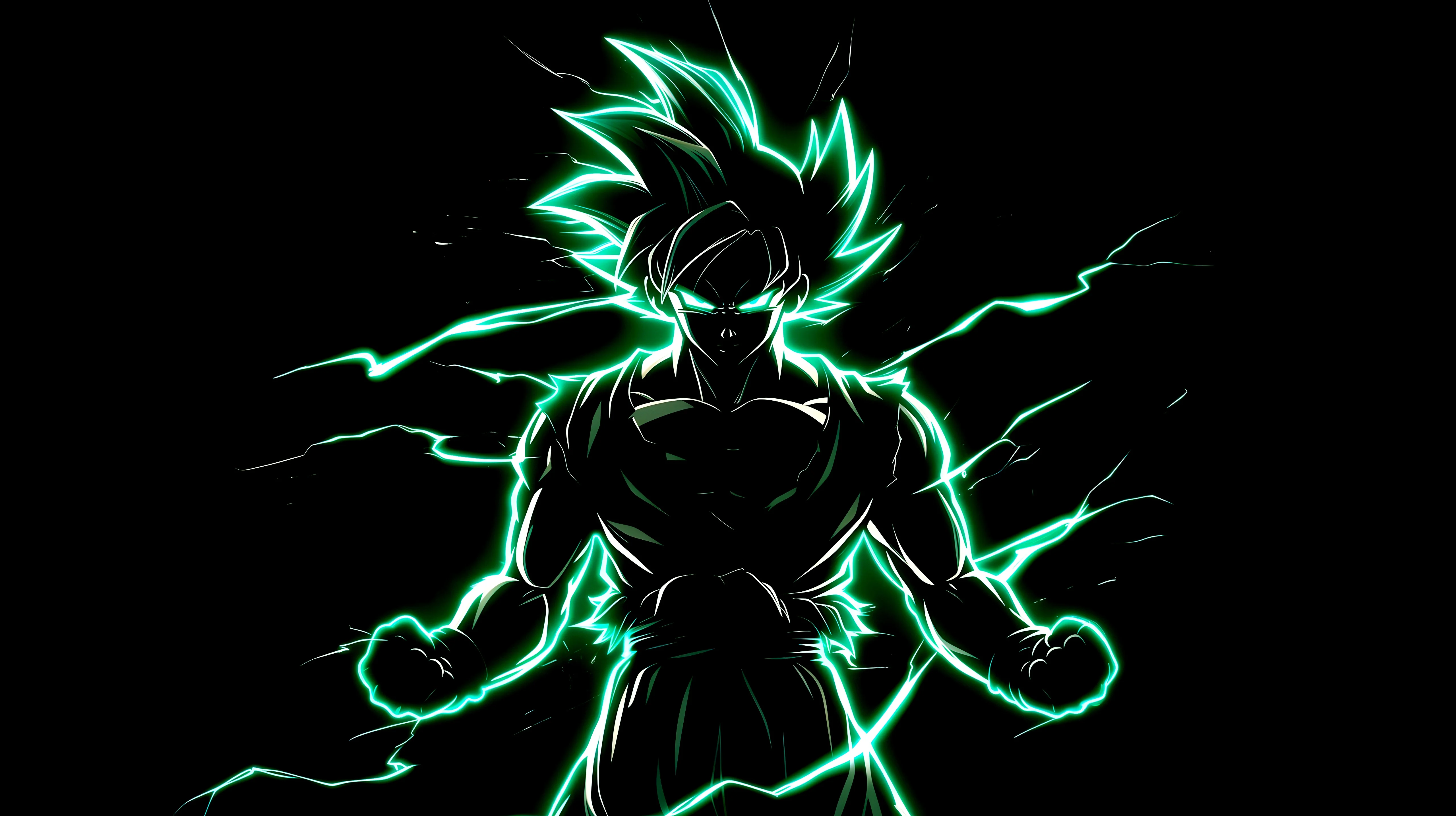 Goku with green aura Anime Wallpaper 4K for Desktop