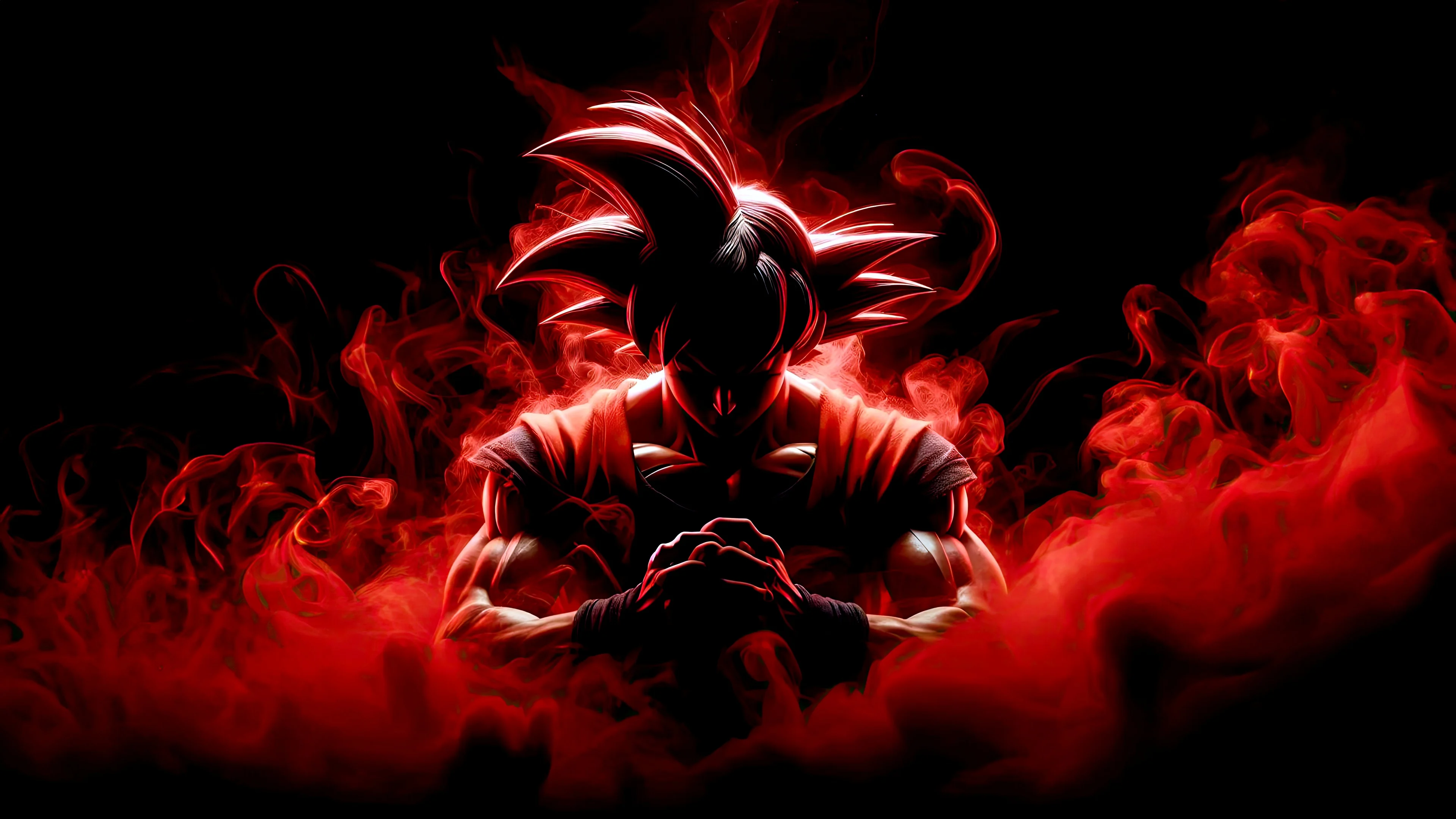 Goku with red aura Anime Wallpaper 4K for Desktop