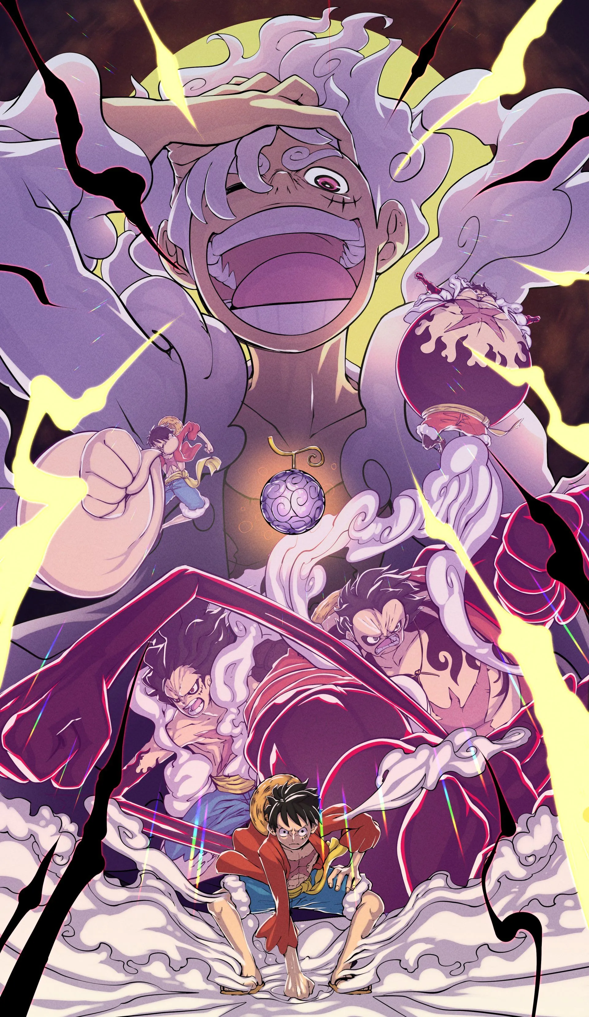 One Piece Epic: Luffy Gear 5 & Gear Fourth Anime Wallpaper