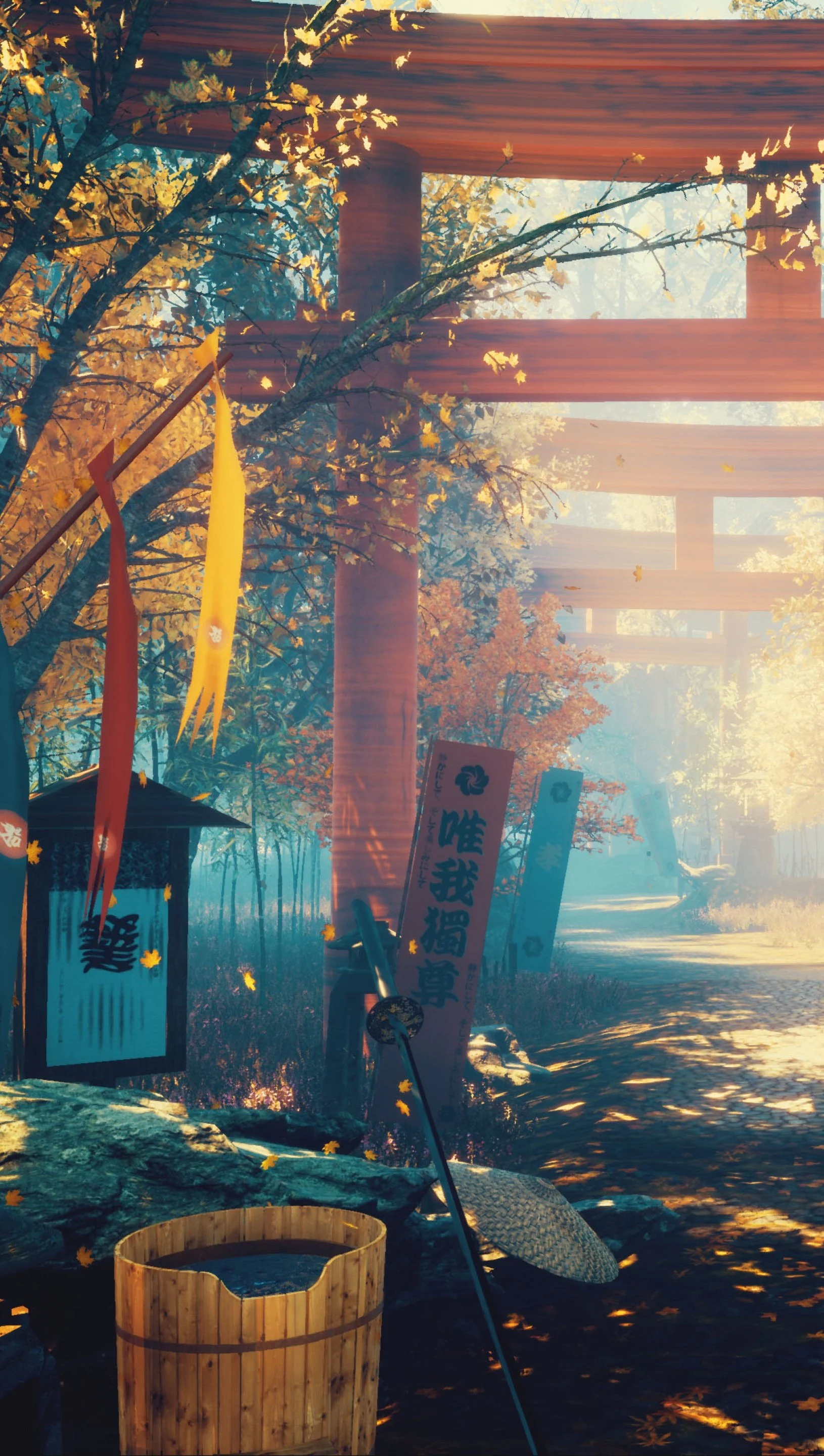 Paisaje oriental Japonés de videojuego Wallpaper 4K for iPhone and Mobile Phone