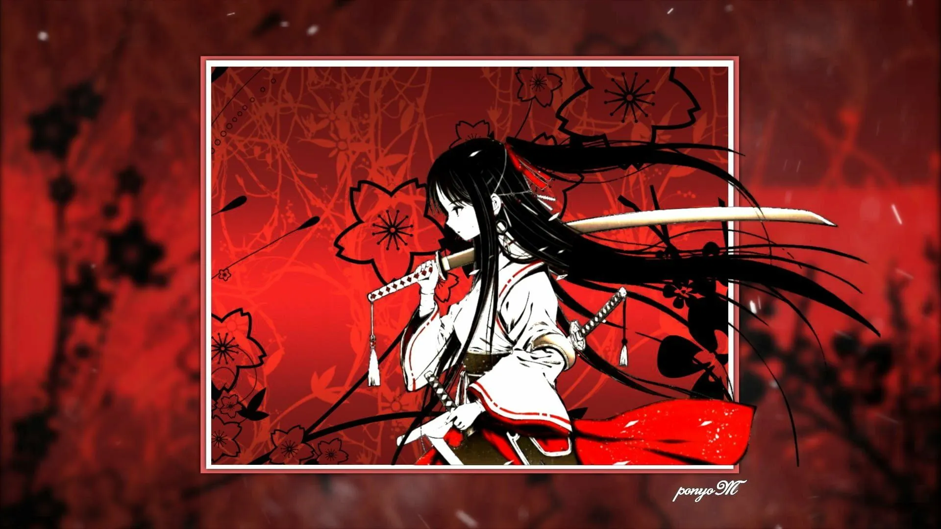 Scarlet Samurai: HD Anime Girl Wallpaperx1080