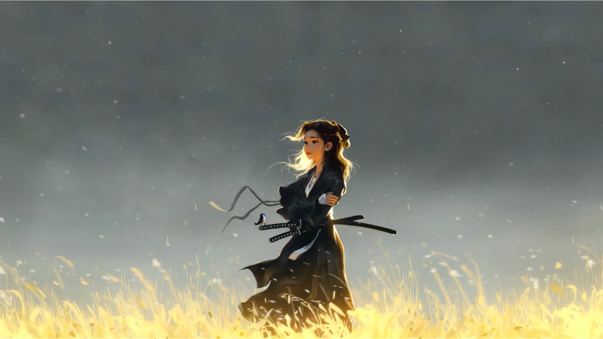 Young Girl Samurai Live Wallpaper Anime Warrior Background
