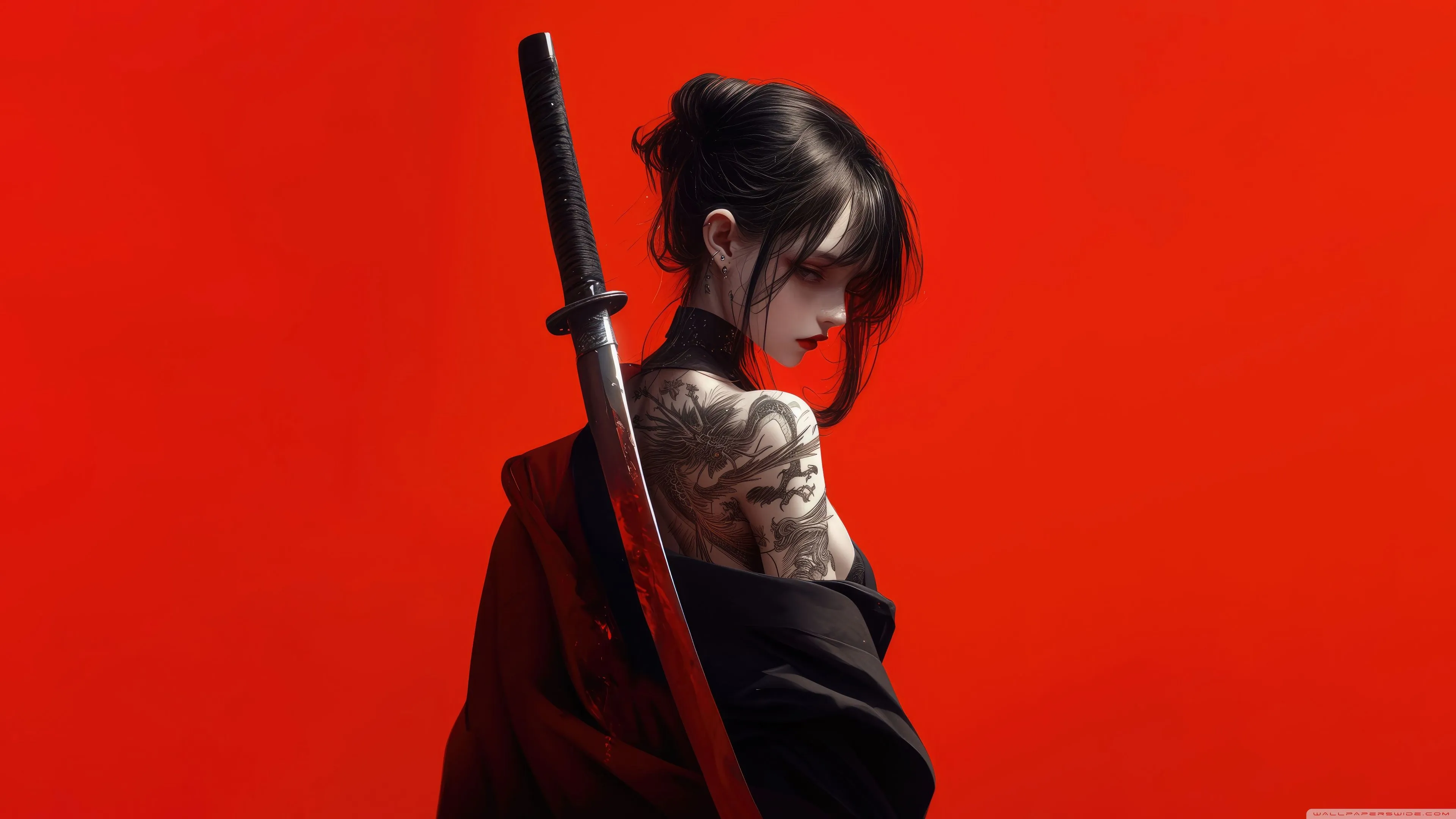 Anime Samurai Girl 4K UHD Wallpaper for UltraHD Desktop and TV, Widescreen and UltraWide Display, Dual Monitor, Smartphone and Tablet Devices