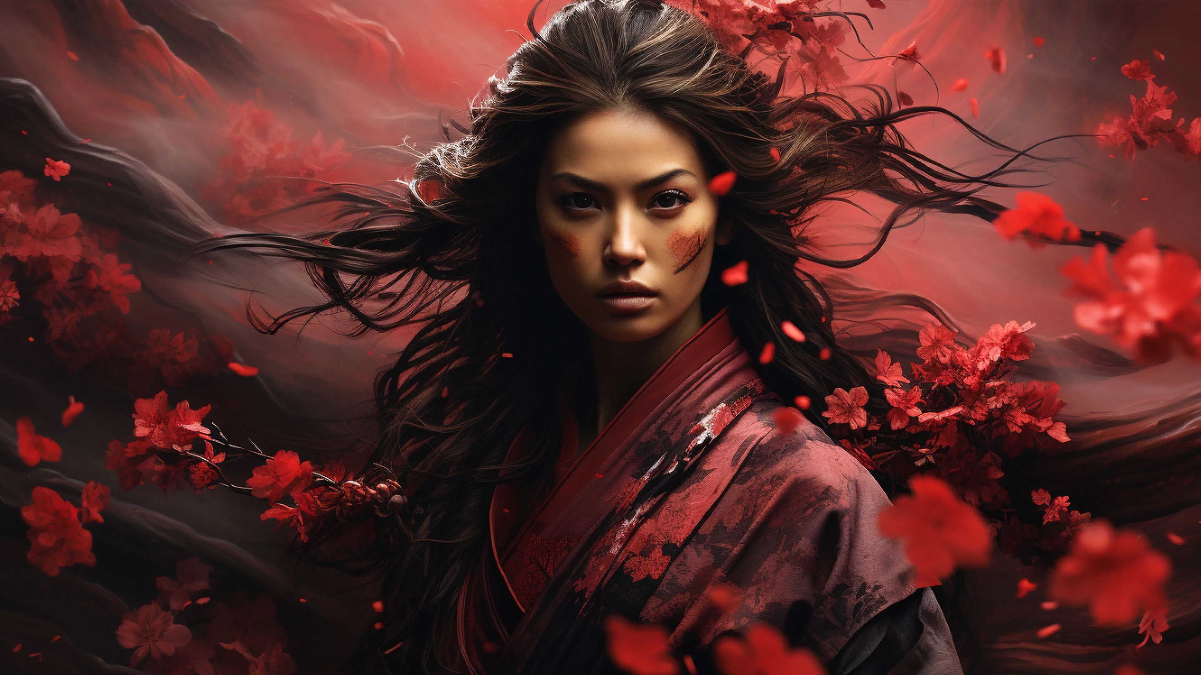 Desktop wallpaper: samurai girl