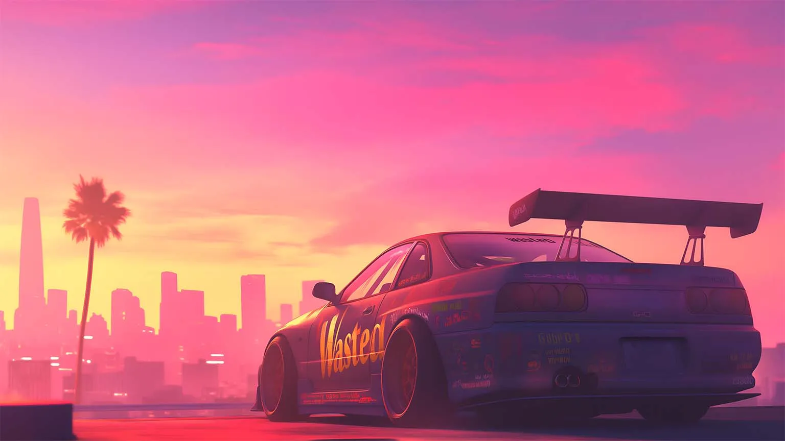 GTA Car City Sunset Backdrop Desktop Wallpaper