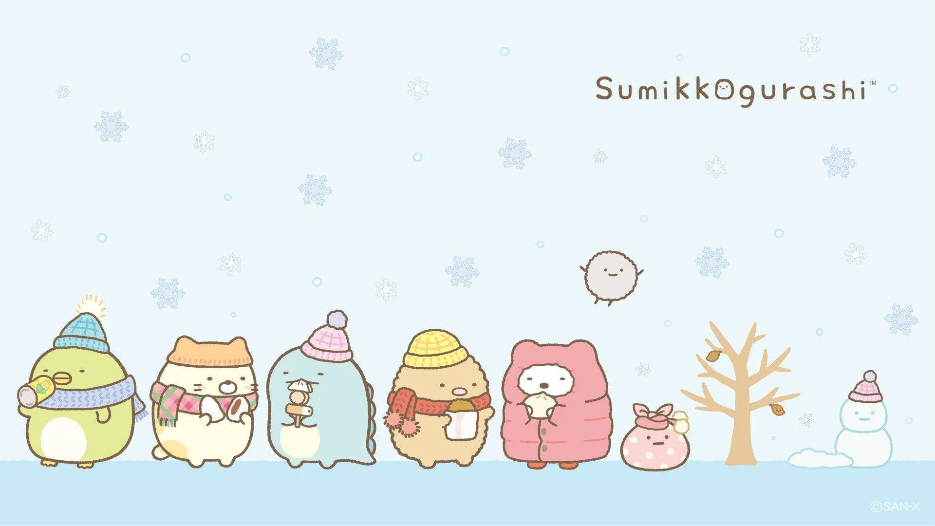 Download Sumikko Gurashi With Snowman Wallpaper