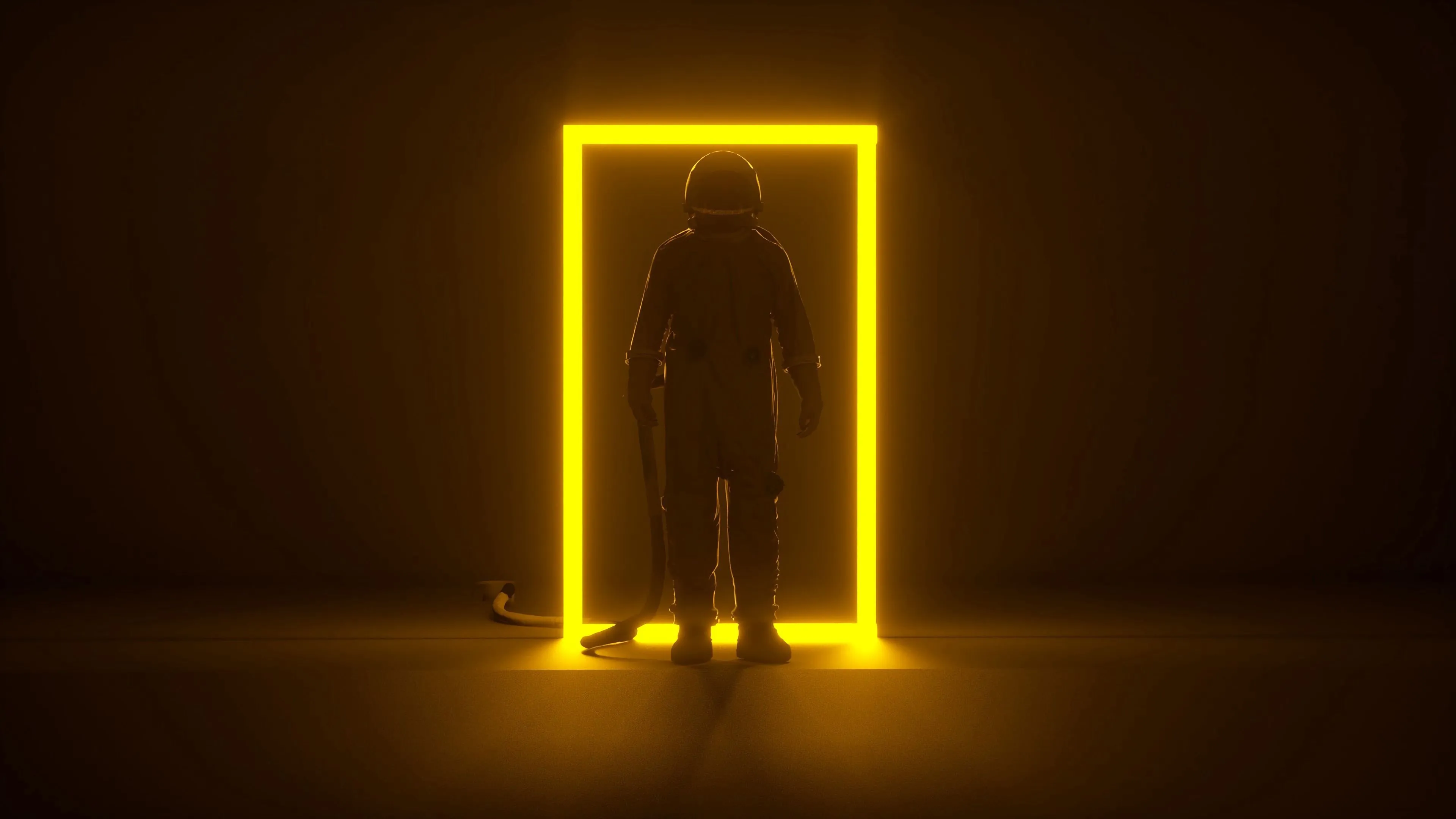 Desktop wallpaper: Astronaut, Neon, Glow, Dark, Frame, Portal 4K free download for PC. 107252