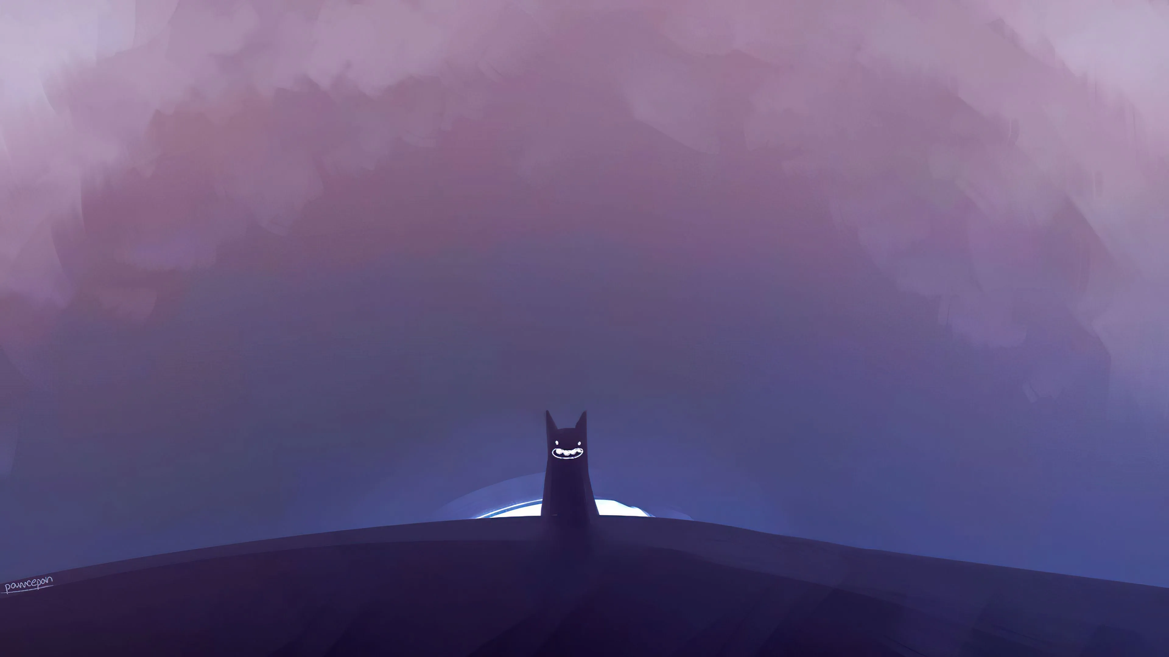 Minimalist Batman Silhouette Against Purple Sky HD Wallpaper