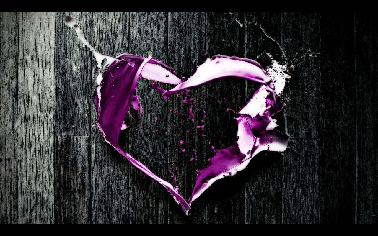 Download Purple Heart Water Effect Desktop Wallpaper