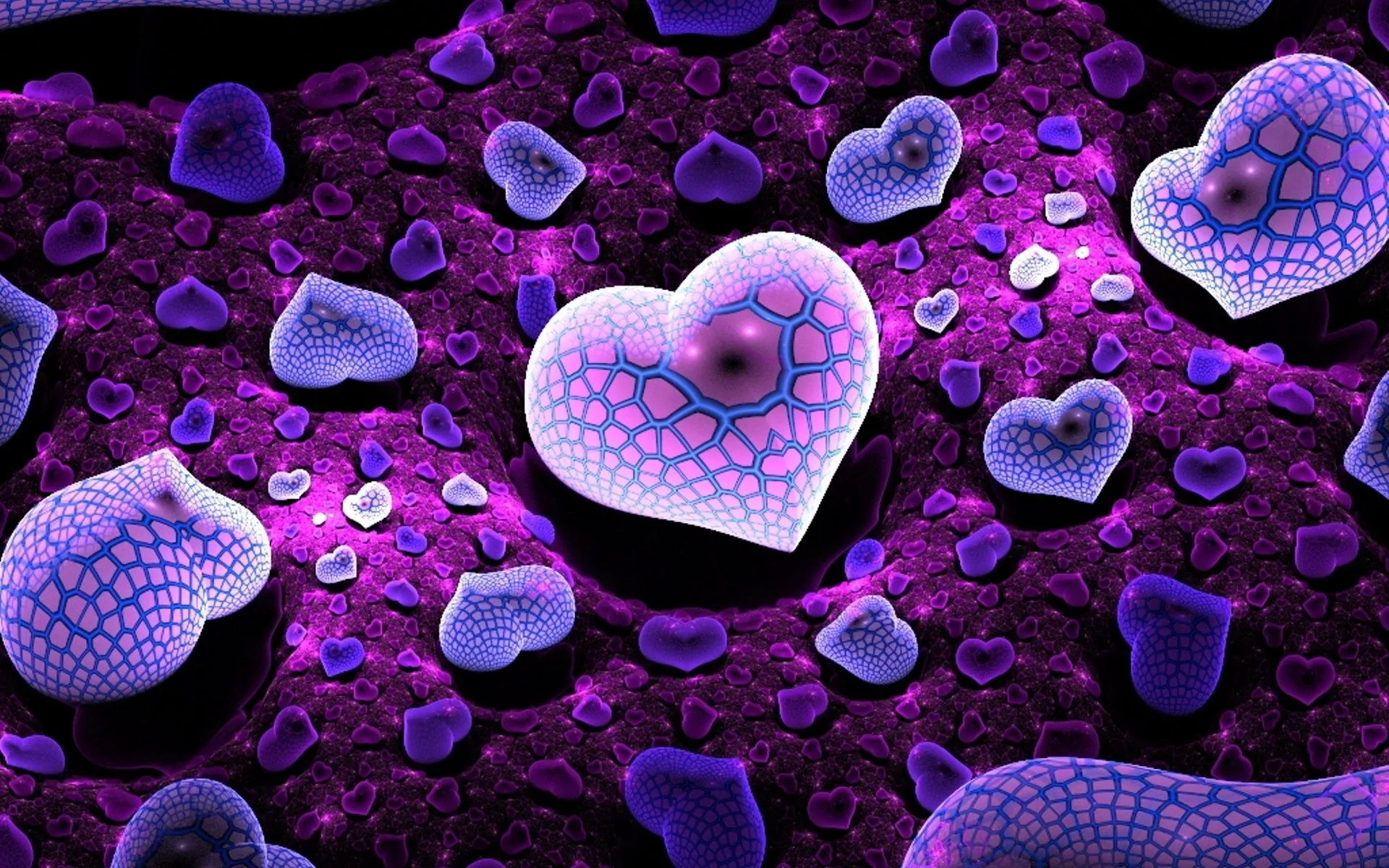 abstract, Fractal, Purple, Heart, 3D, Cg, Digital art Wallpaper HD / Desktop and Mobile Background