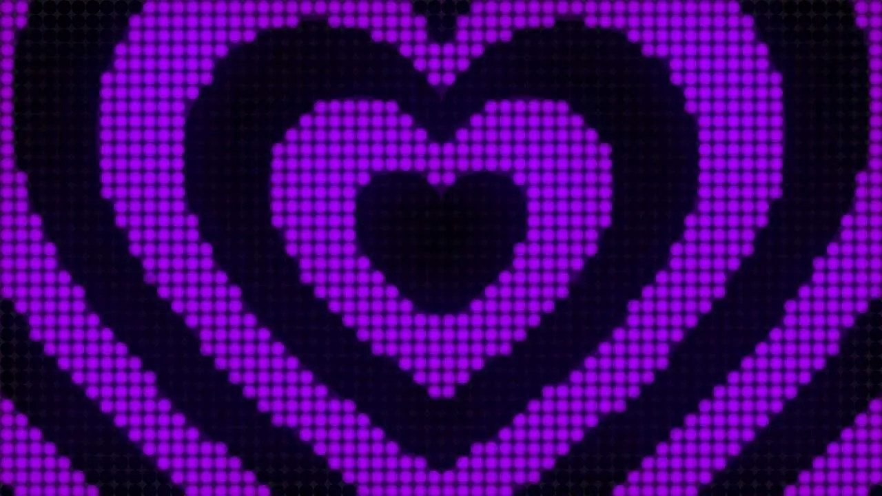 4K 1 Hour Purple Heart Tunnel Y2K Colorful Aesthetic LED Lights Background Video Screensaver
