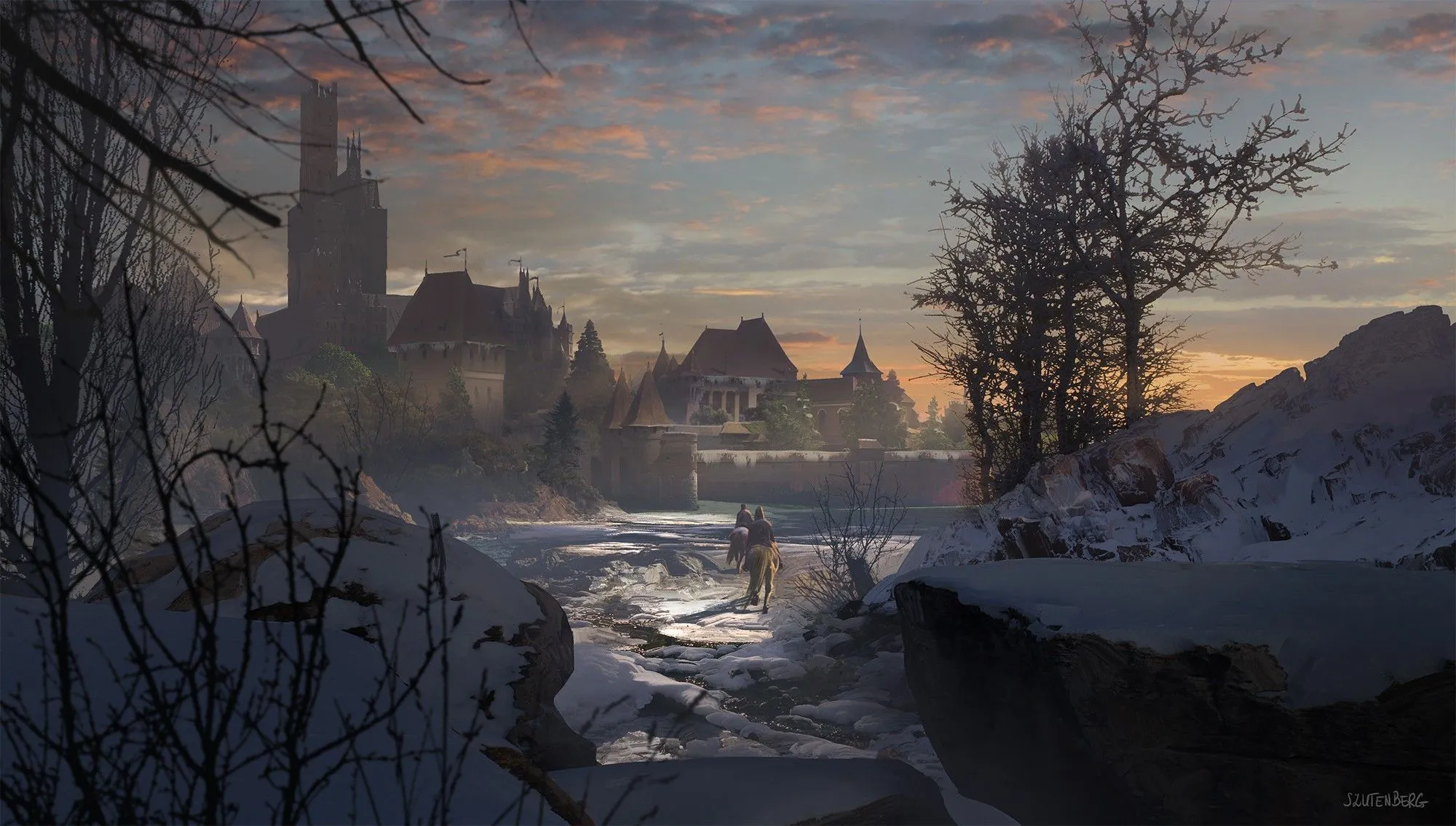 Desktop wallpaper: Medieval, Fantasy, City, Snow 4K free download for PC. 975301