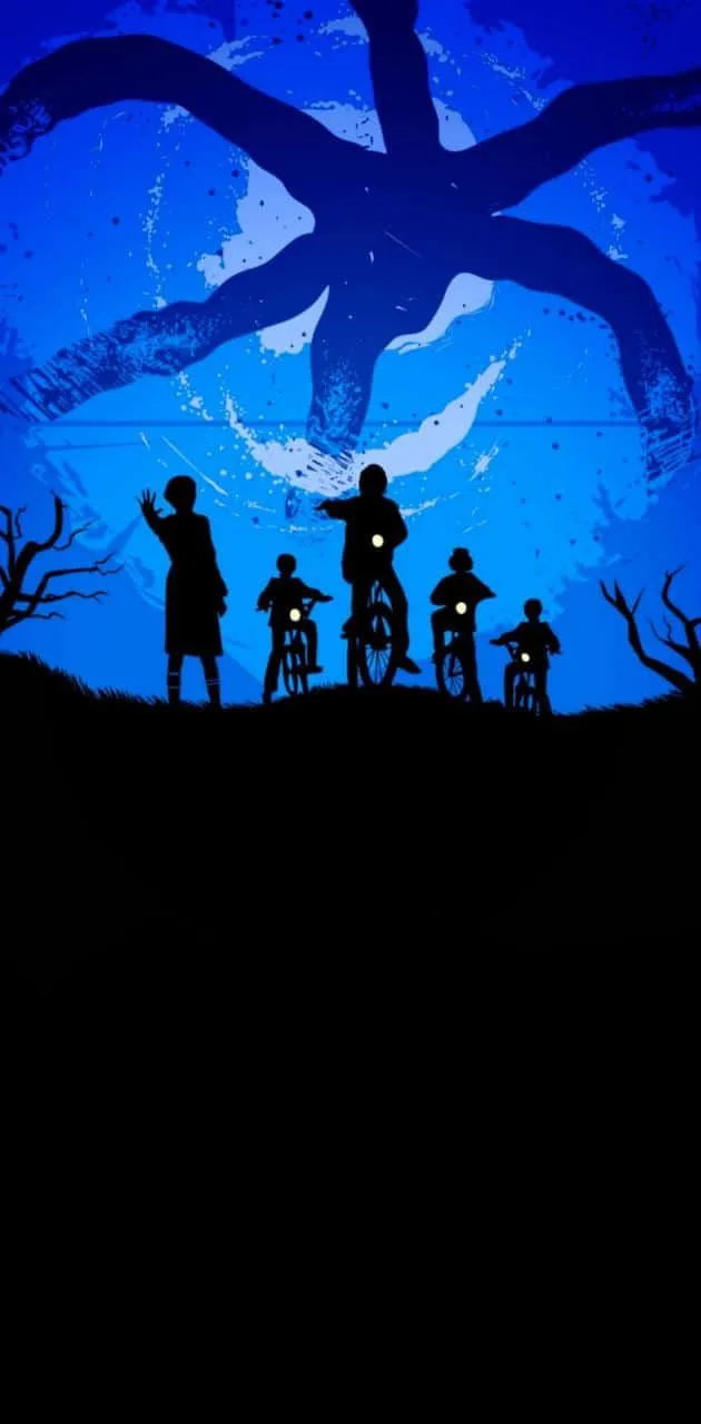 Download Stranger Things Blue Silhouette Wallpaper