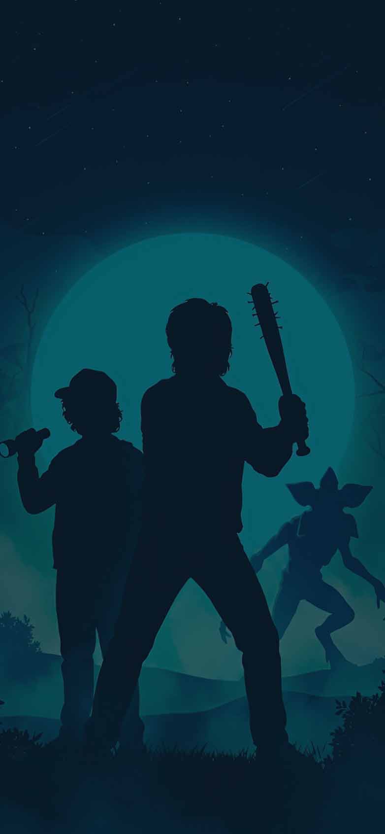 Stranger Things Steve Dustin Demogorgon Moon Wallpaper HD